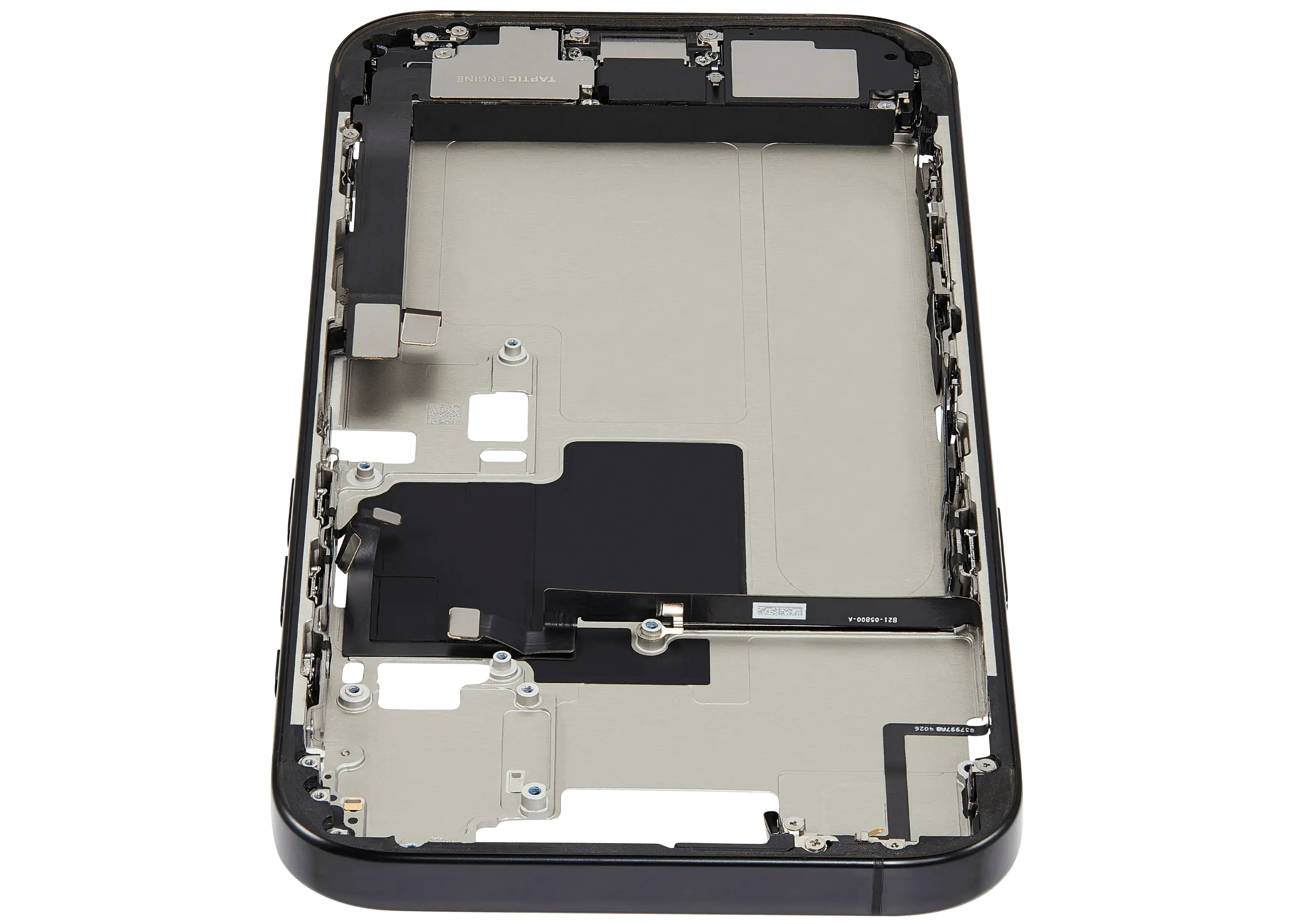 Midframe/Rahmen mit Ladebuchse Flex & Small Parts für iPhone 16 Pro Max (EU / Global Version) (gebrauchter OEM-Ausbau, Qualität C) (Schwarz Titanium)