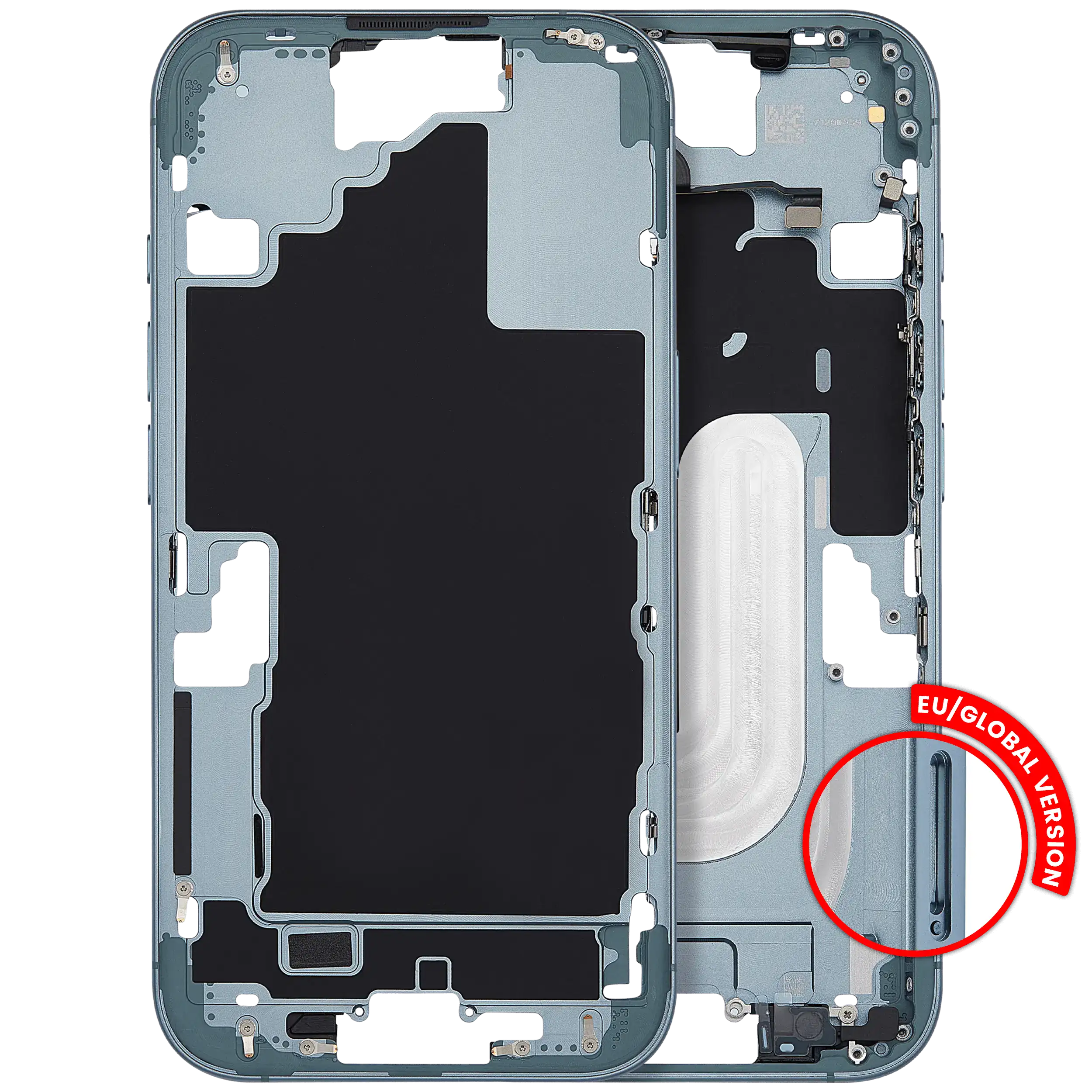 Midframe/Rahmen mit Power And Volume Button für iPhone 16 (EU / Global Version) (Aftermarket Plus) (Teal)