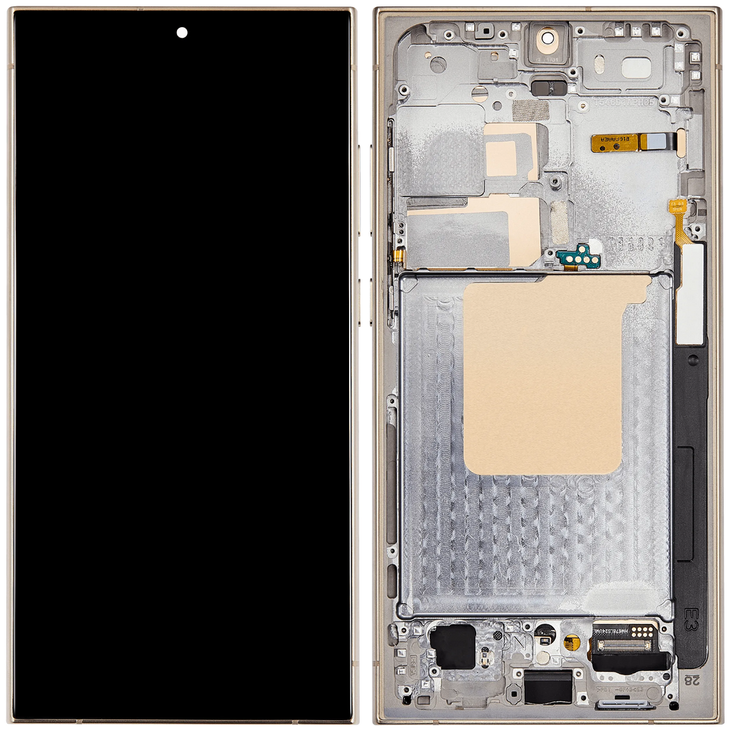 OLED-Display mit Rahmen für Samsung Galaxy S24 Ultra (US & Internationale Version) (Aftermarket Pro) (120Hz) (Titanium Gelb)