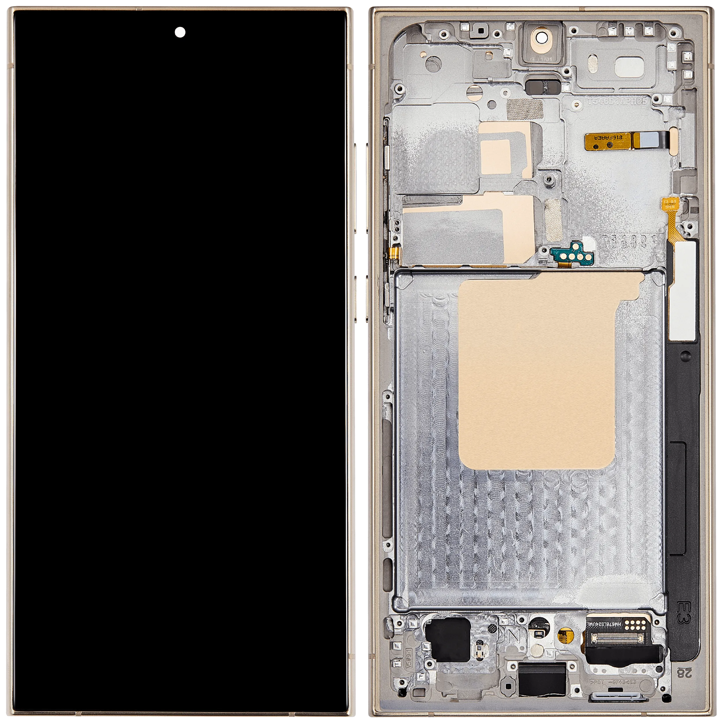 OLED-Display mit Rahmen für Samsung Galaxy S24 Ultra (US & Internationale Version) (Aftermarket Pro) (120Hz) (Titanium Gelb)