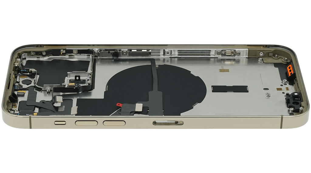Backcover/Rahmen mit Small Parts für iPhone 14 Pro Max (EU / Global Version) (gebrauchter OEM-Ausbau, Qualität B) (Gold)