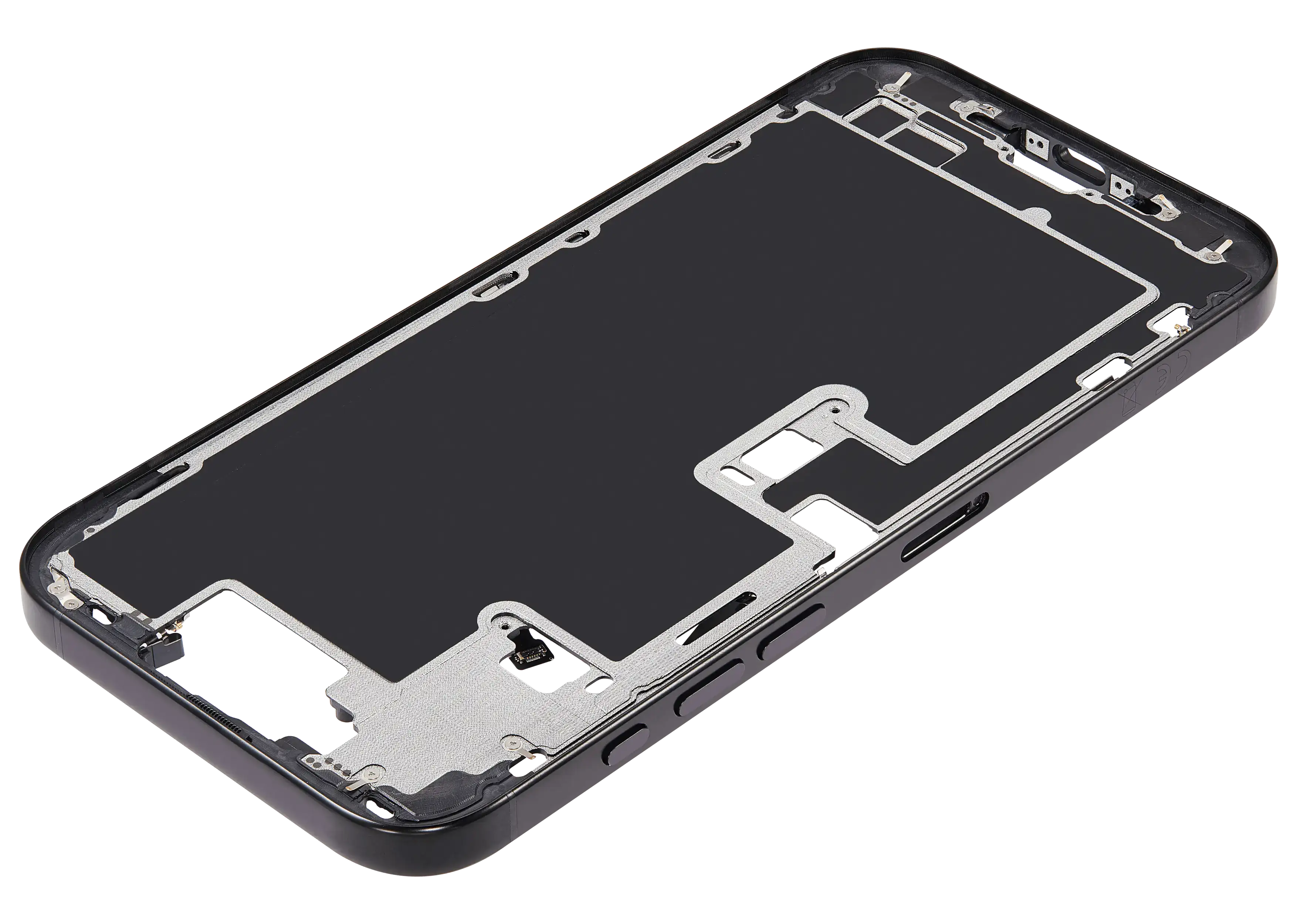 Midframe/Rahmen mit Power And Volume Button für iPhone 16 Pro Max (EU / Global Version) (Aftermarket Plus) (Schwarz Titanium)