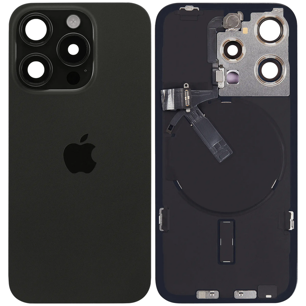Backcover mit MagSafe Magnet & NFC & Blitz-Flexkabel für IPhone 15 Pro (Service Pack) (Schwarz Titanium)