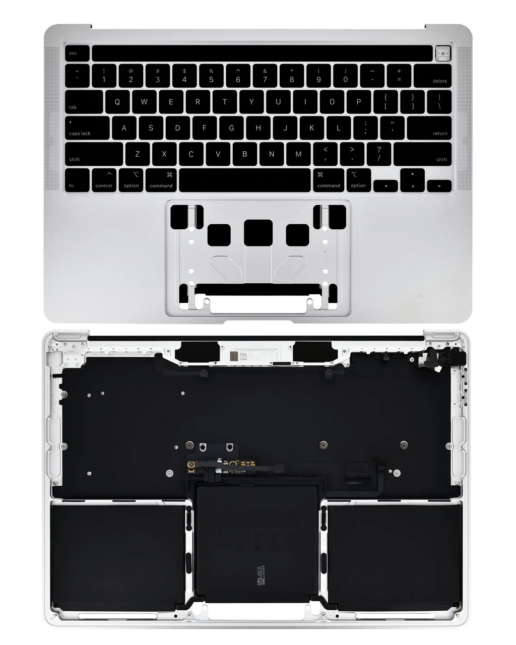 Top Case mit Akku and Keyboard (ANSI US) für MacBook Pro 13" A2289 (2020) (gebrauchter OEM-Ausbau, Qualität B/C) (Silber)