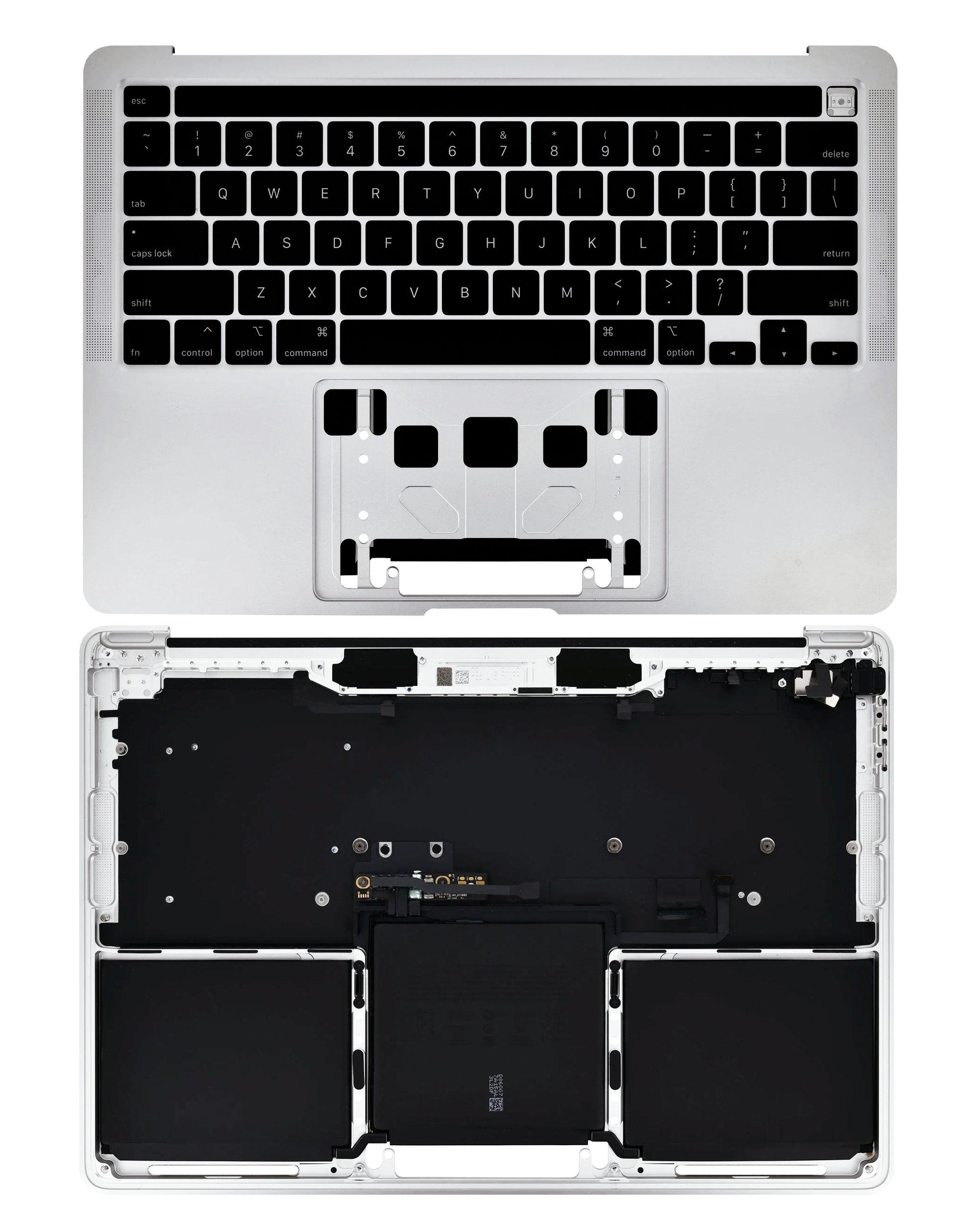 Top Case mit Akku and Keyboard (ANSI US) für MacBook Pro 13" A2289 (2020) (gebrauchter OEM-Ausbau, Qualität B/C) (Silber)