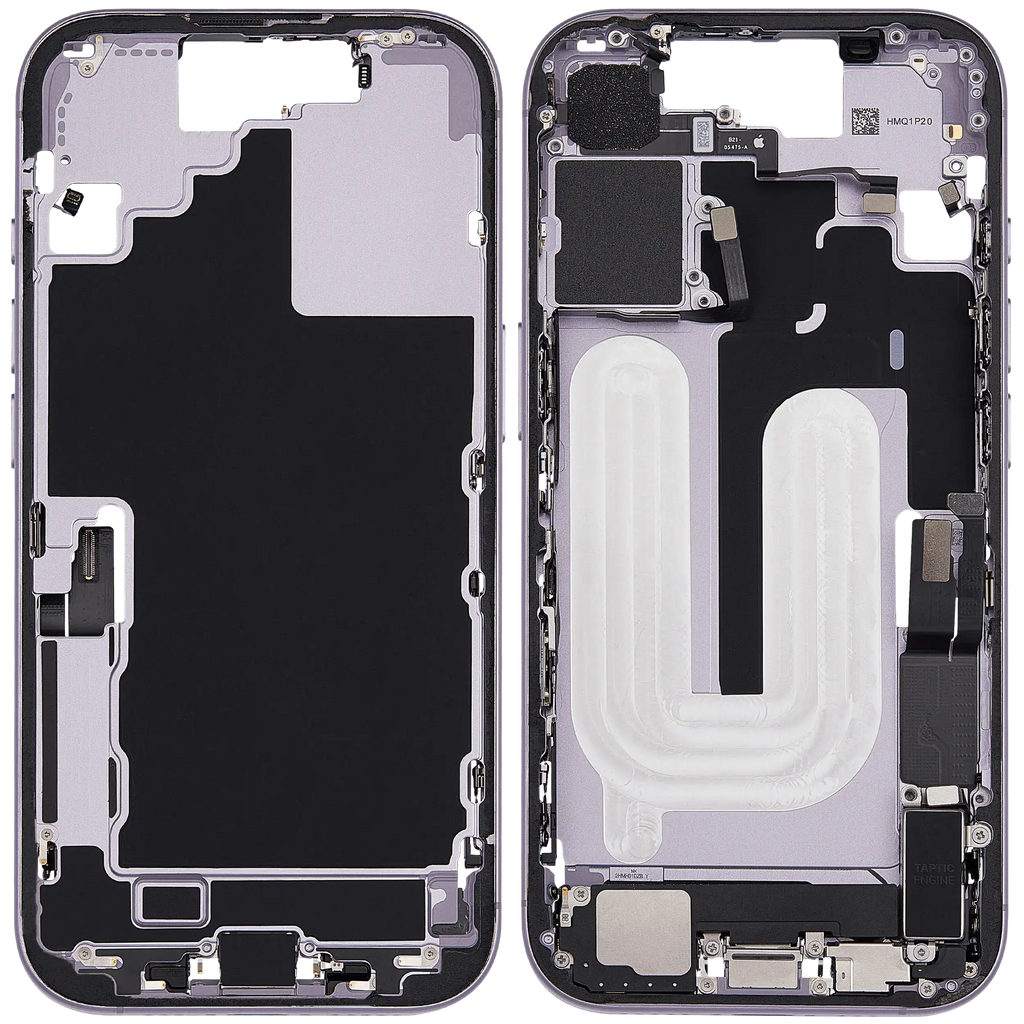 Midframe/Rahmen mit Ladebuchse Flex & Small Parts für iPhone 17 (EU / Global Version) (gebrauchter OEM-Ausbau, Qualität A) (Lavender)