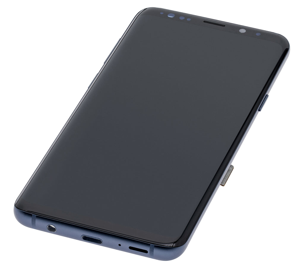 OLED-Display mit Rahmen für Samsung Galaxy S9 Plus (gebrauchter OEM-Ausbau, Qualität B/C) (Coral Blau)