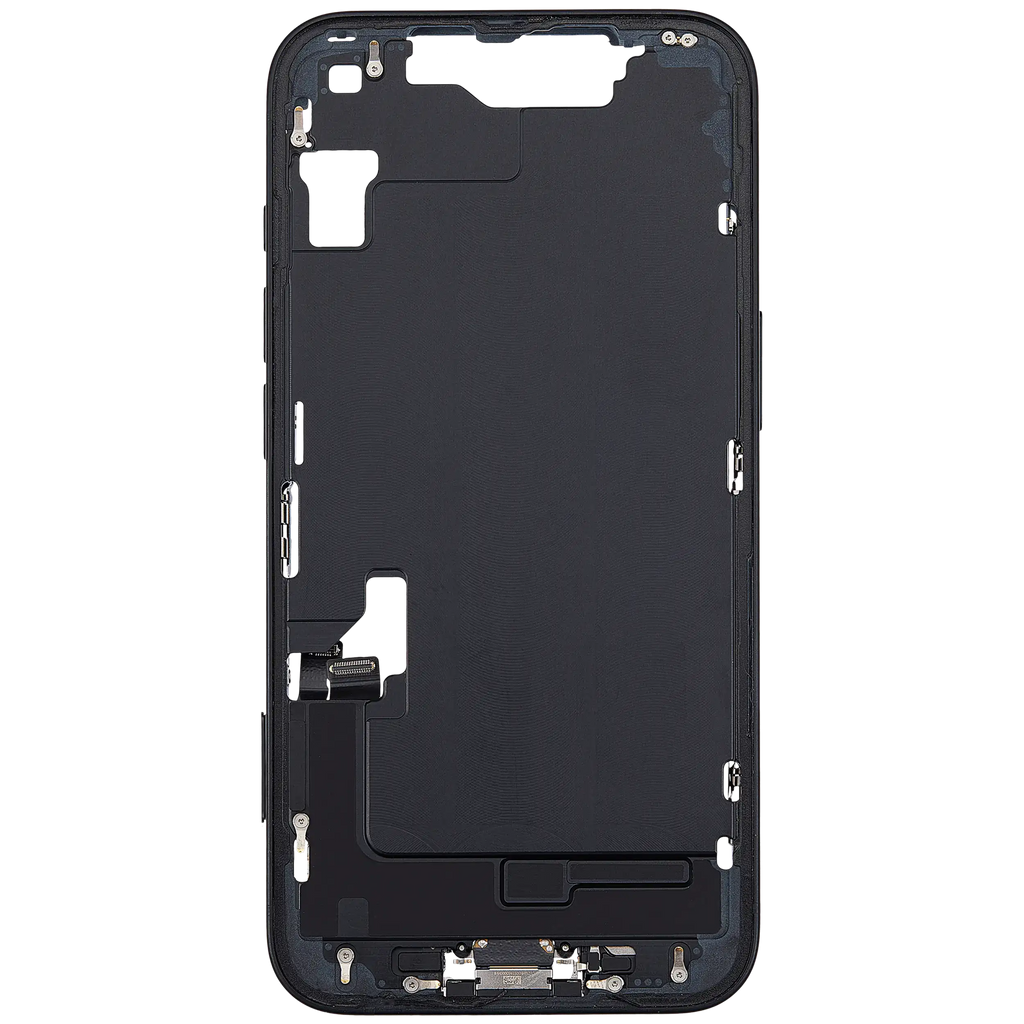 Midframe/Rahmen mit Ladebuchse Flex & Small Parts für iPhone 16e (EU / Global Version) (gebrauchter OEM-Ausbau, Qualität A) (Schwarz)