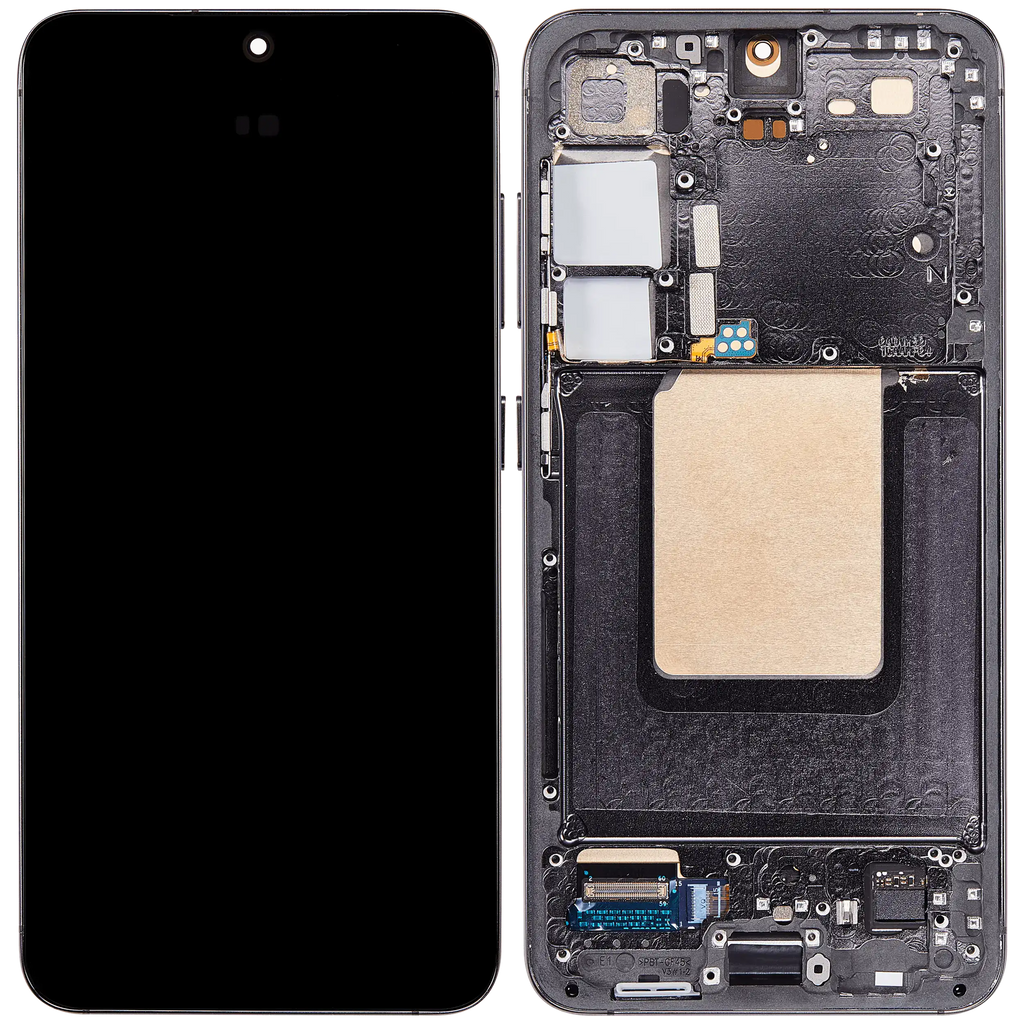 OLED-Display mit Rahmen für Samsung Galaxy S24 5G (US & Internationale Version) (gebrauchter OEM-Ausbau, Qualität A) (Onyx Black)