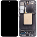 OLED-Display mit Rahmen für Samsung Galaxy S24 5G (US & Internationale Version) (gebrauchter OEM-Ausbau, Qualität A) (Onyx Black)