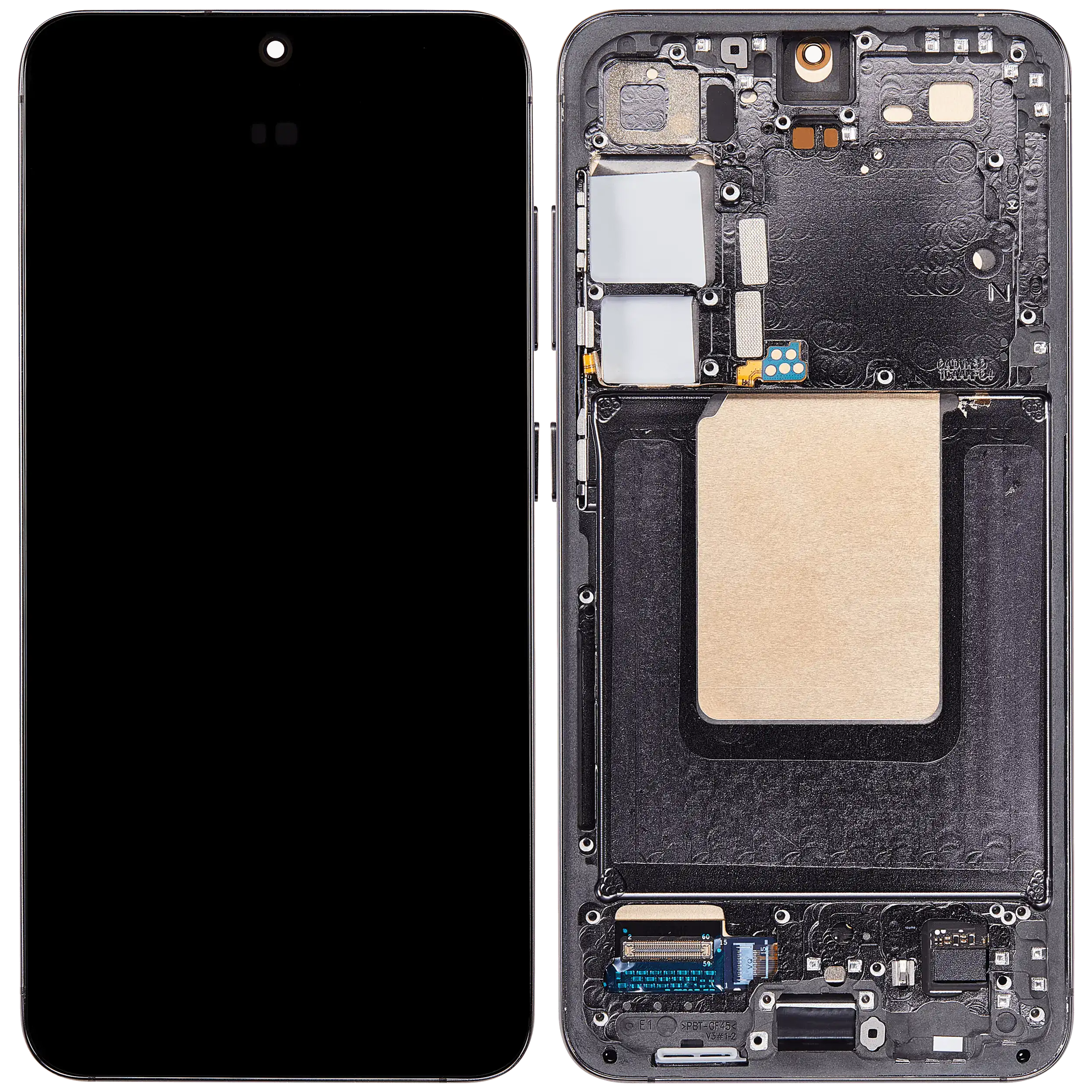 OLED-Display mit Rahmen für Samsung Galaxy S24 5G (US & Internationale Version) (gebrauchter OEM-Ausbau, Qualität A) (Onyx Black)
