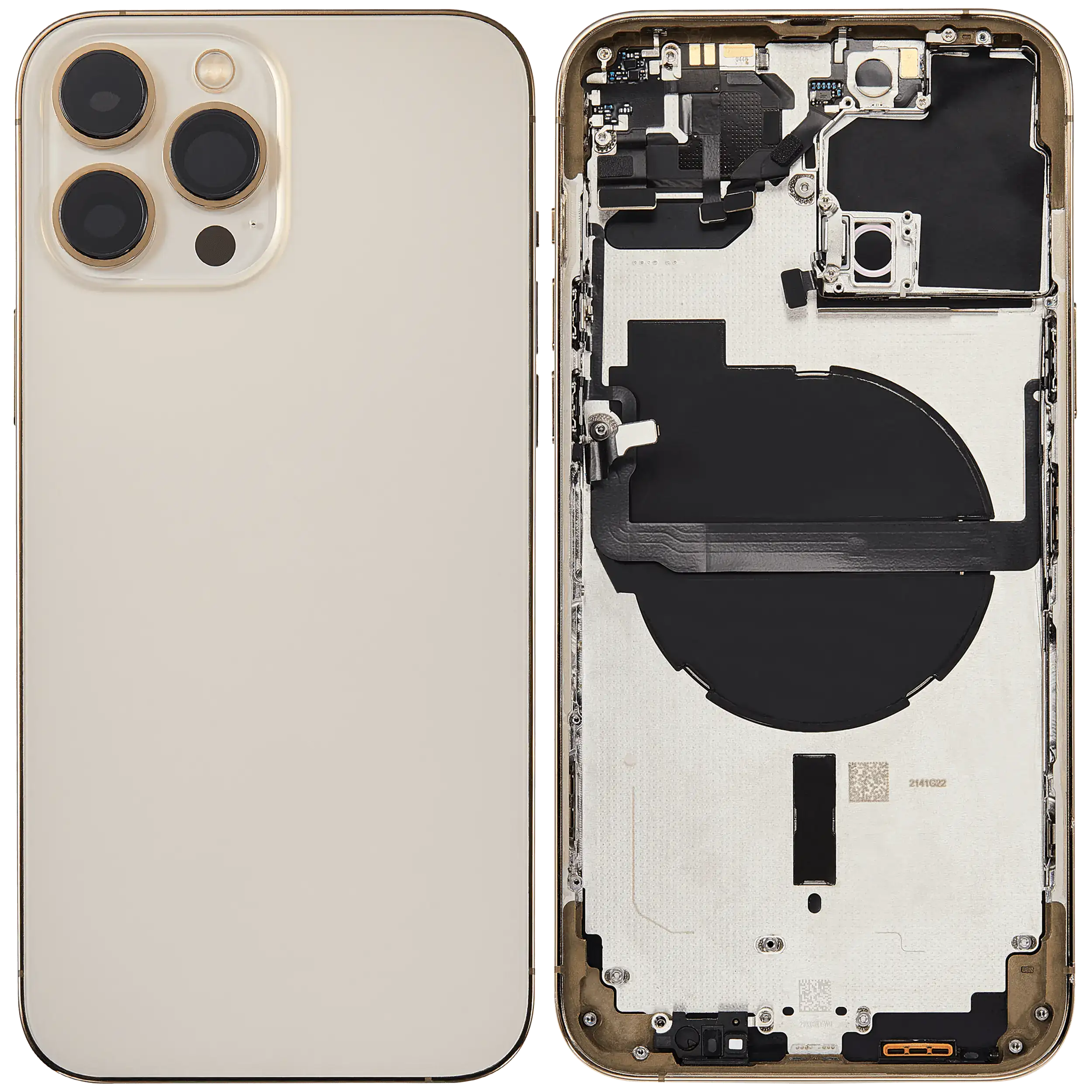 Backcover/Rahmen mit Small Parts für iPhone 13 Pro Max (EU / Global Version) (gebrauchter OEM-Ausbau, Qualität B) (Gold)