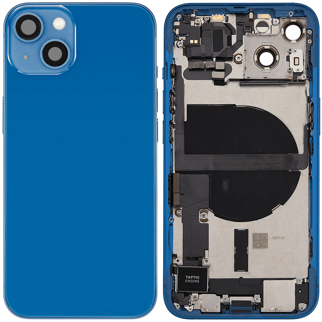 Backcover/Rahmen mit Ladebuchse Flex & Small Parts für iPhone 13 (EU / Global Version) (gebrauchter OEM-Ausbau, Qualität A) (Blau)