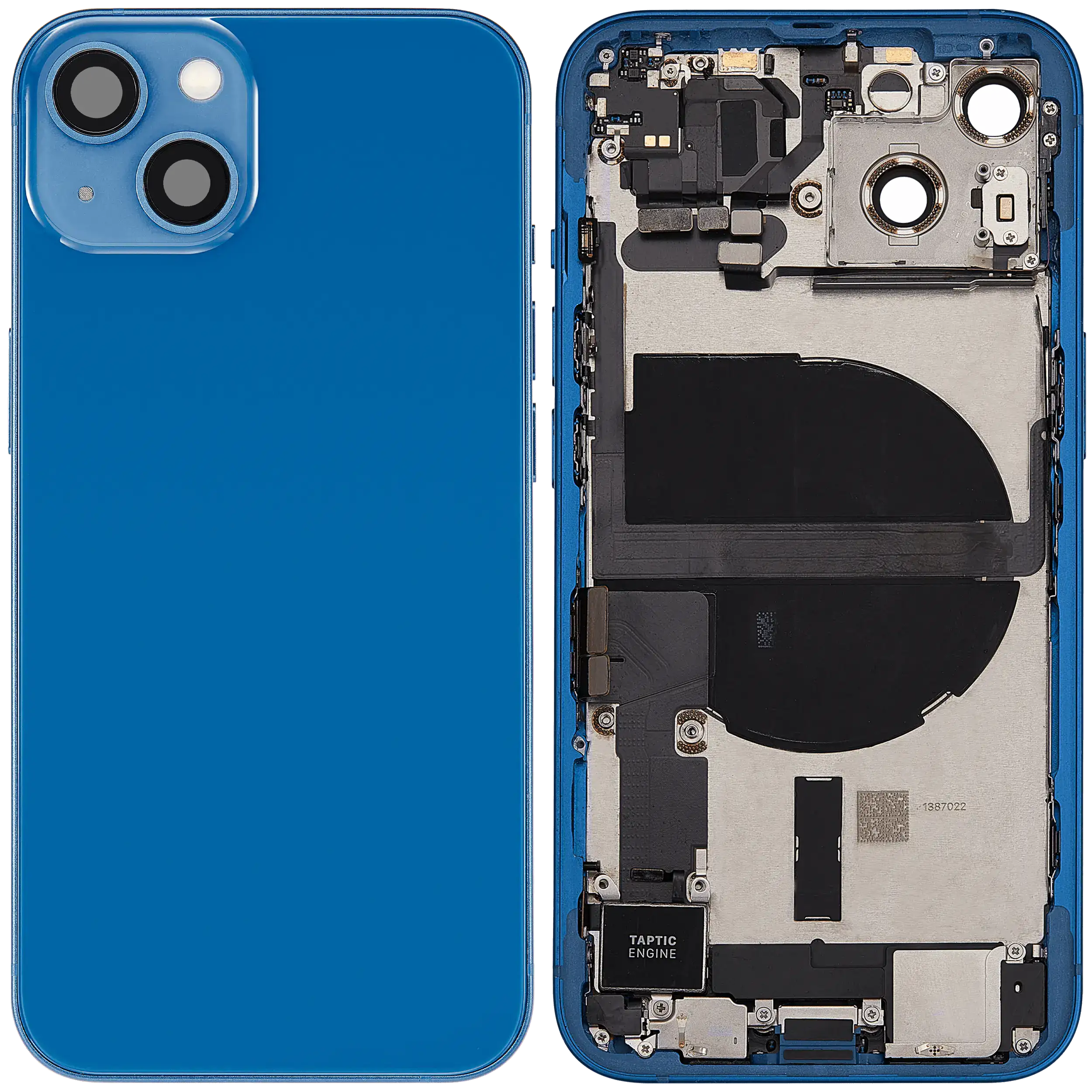 Backcover/Rahmen mit Ladebuchse Flex & Small Parts für iPhone 13 (EU / Global Version) (gebrauchter OEM-Ausbau, Qualität A) (Blau)