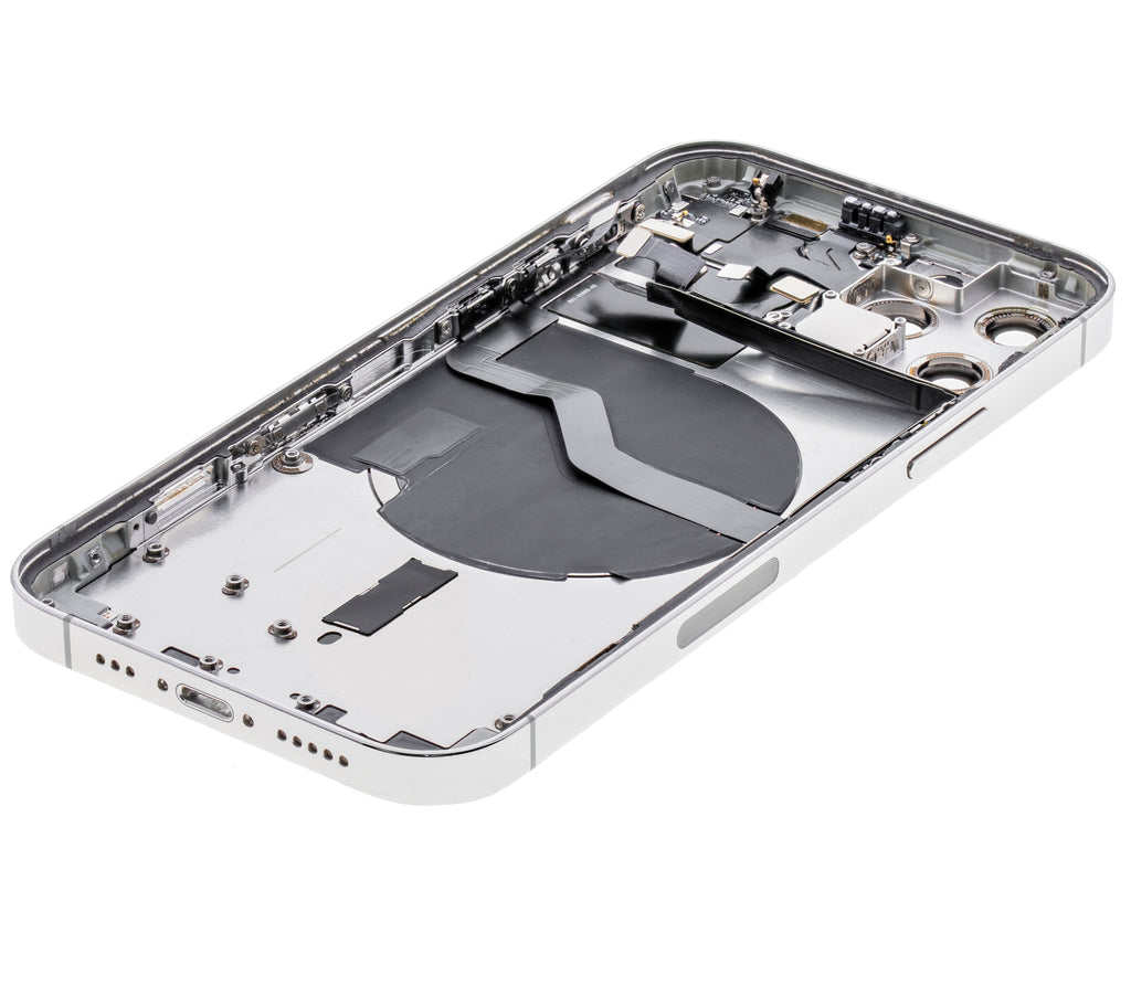 Backcover/Rahmen mit Small Parts für iPhone 12 Pro (EU / Global Version) (gebrauchter OEM-Ausbau, Qualität A) (Silber)