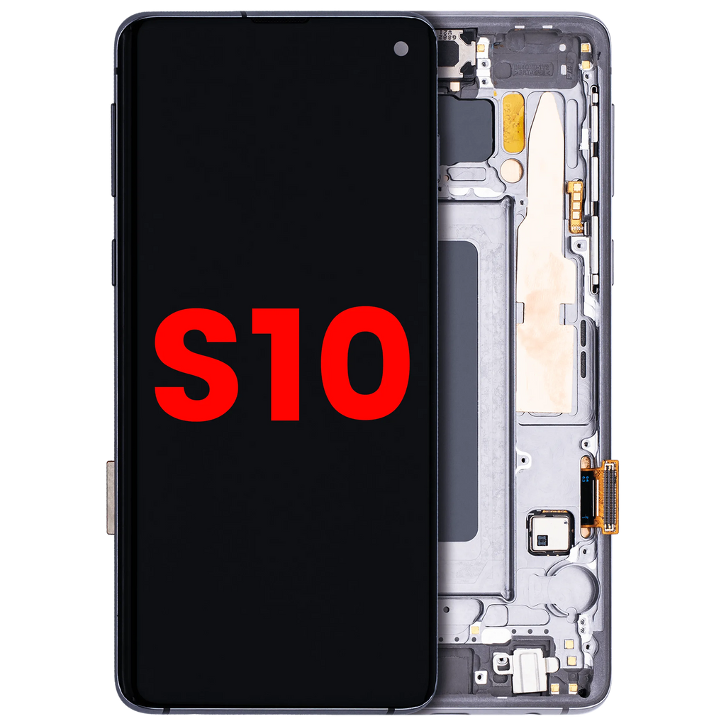 OLED-Display mit Rahmen für Samsung Galaxy S10 (Aftermarket Plus) (Prism / Ceramic Black)