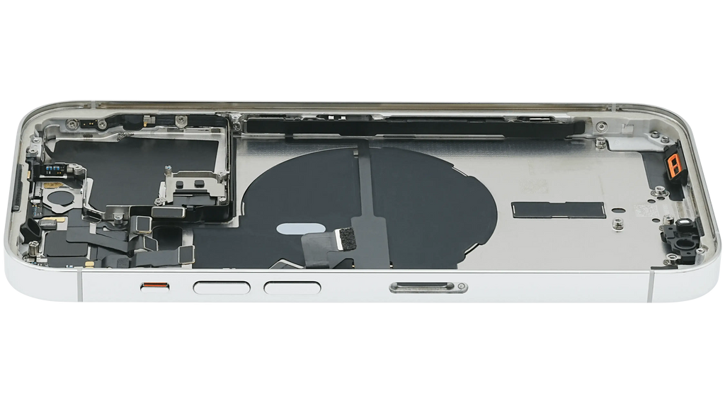 Backcover/Rahmen mit Small Parts für iPhone 14 Pro (EU / Global Version) (gebrauchter OEM-Ausbau, Qualität B) (Silber)