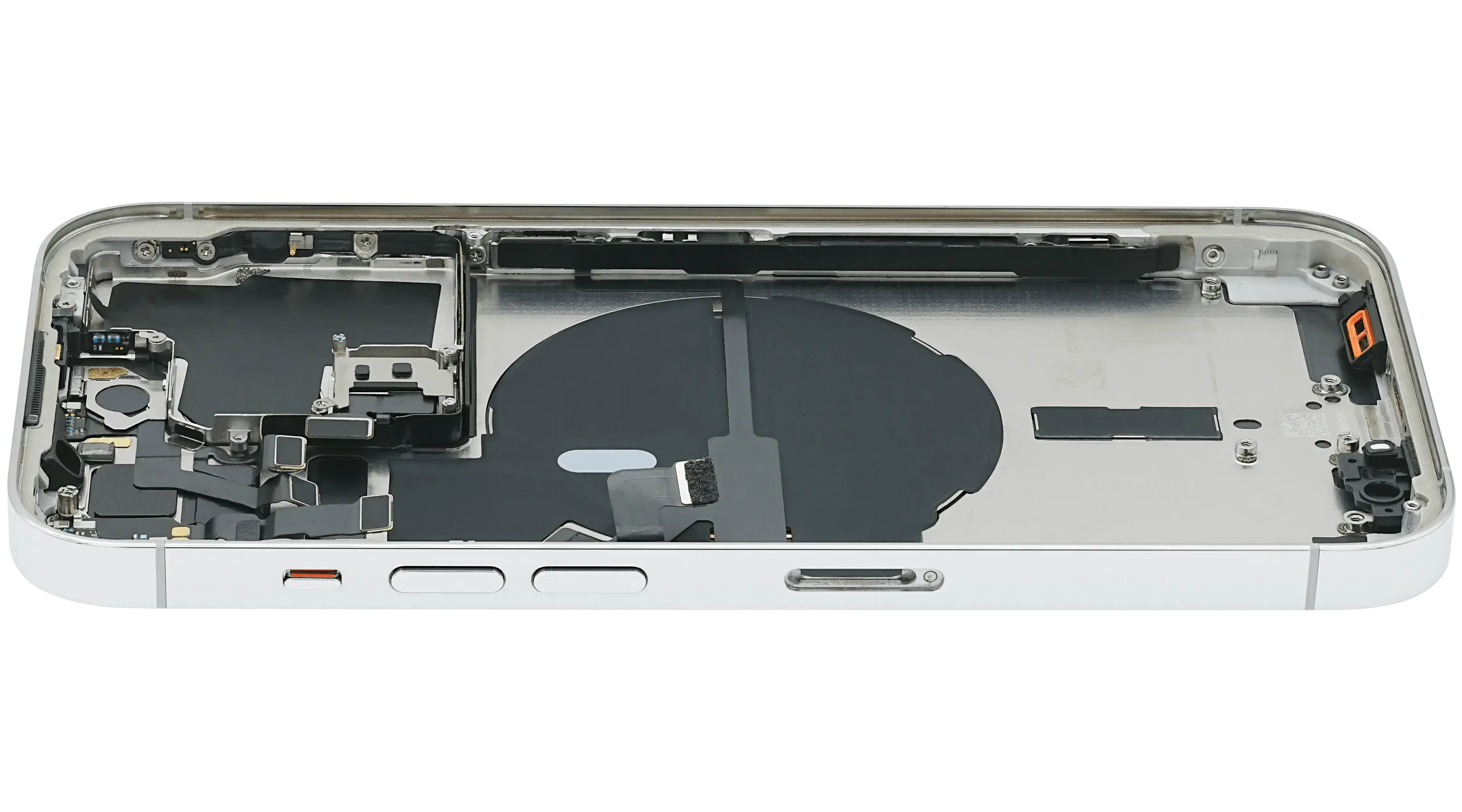 Backcover/Rahmen mit Small Parts für iPhone 14 Pro (EU / Global Version) (gebrauchter OEM-Ausbau, Qualität B) (Silber)