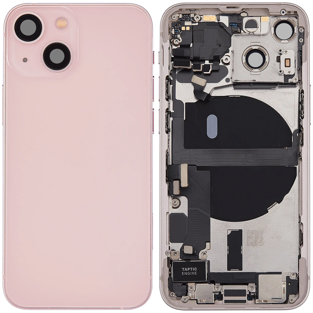 Backcover/Rahmen mit Ladebuchse Flex & Small Parts für iPhone 13 Mini (EU / Global Version) (gebrauchter OEM-Ausbau, Qualität A) (Pink)