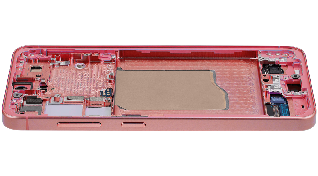 OLED-Display mit Rahmen für Samsung Galaxy S25 5G (US & International) (Aftermarket Plus) (Coral Rot)