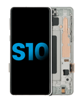 Galaxy S10 LCD mit Rahmen Prism White (TFT Aftermarket Plus, o. Fingerabdruck)