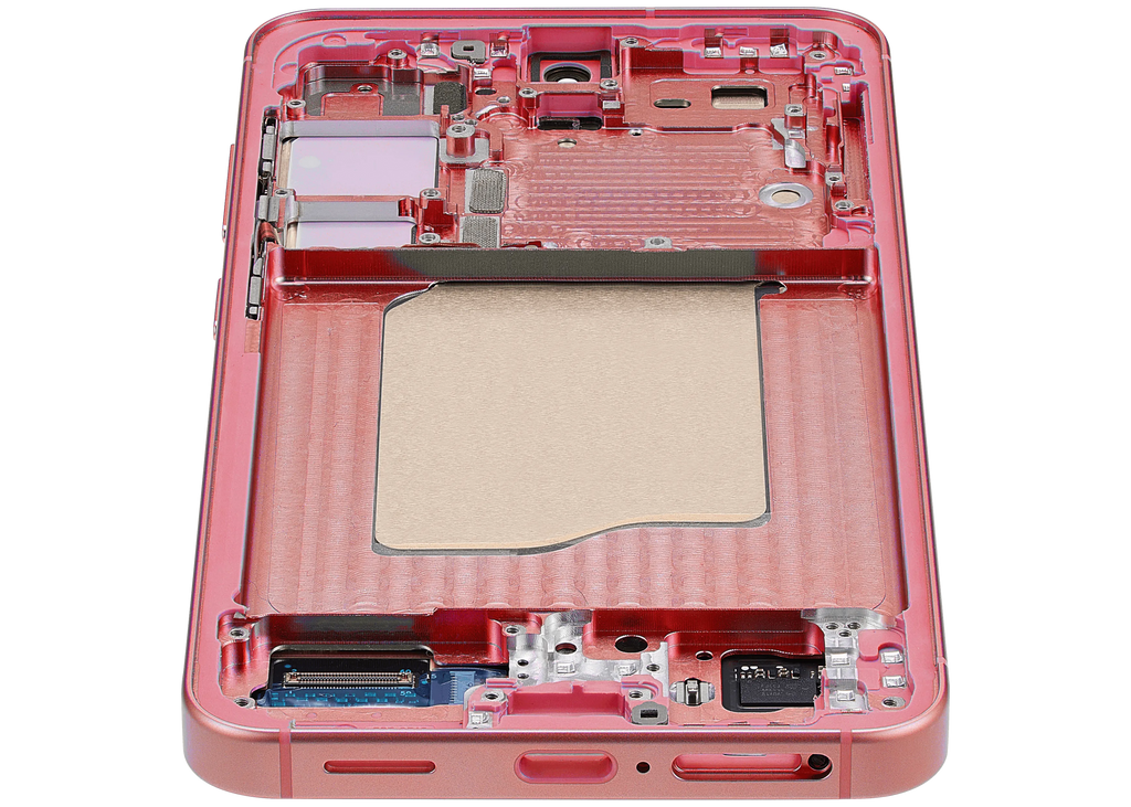OLED-Display mit Rahmen für Samsung Galaxy S25 5G (US & International) (Aftermarket Plus) (Coral Rot)