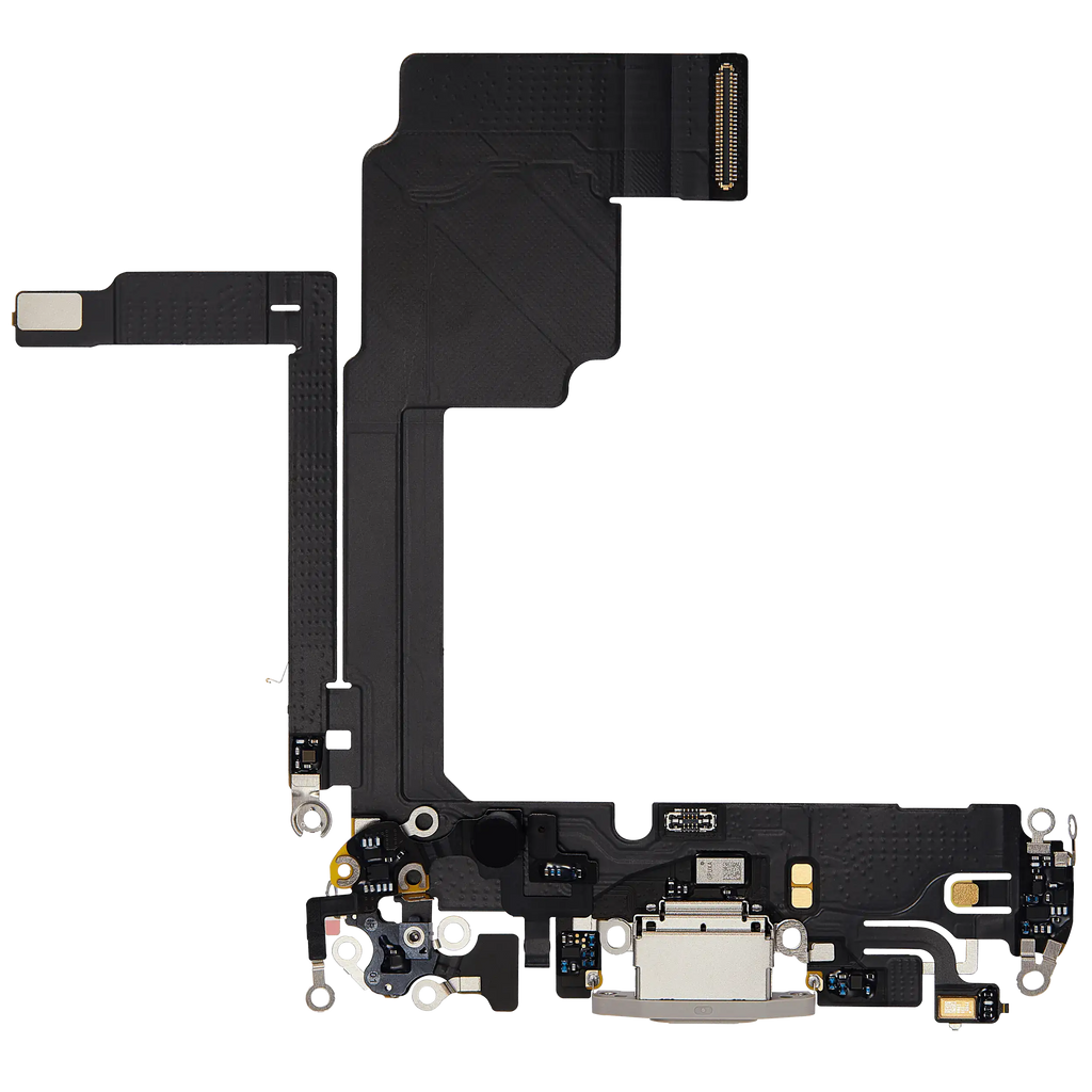 Ladebuchse Flex Cable für iPhone 15 Pro (gebrauchter OEM-Ausbau) (Weiß Titanium)