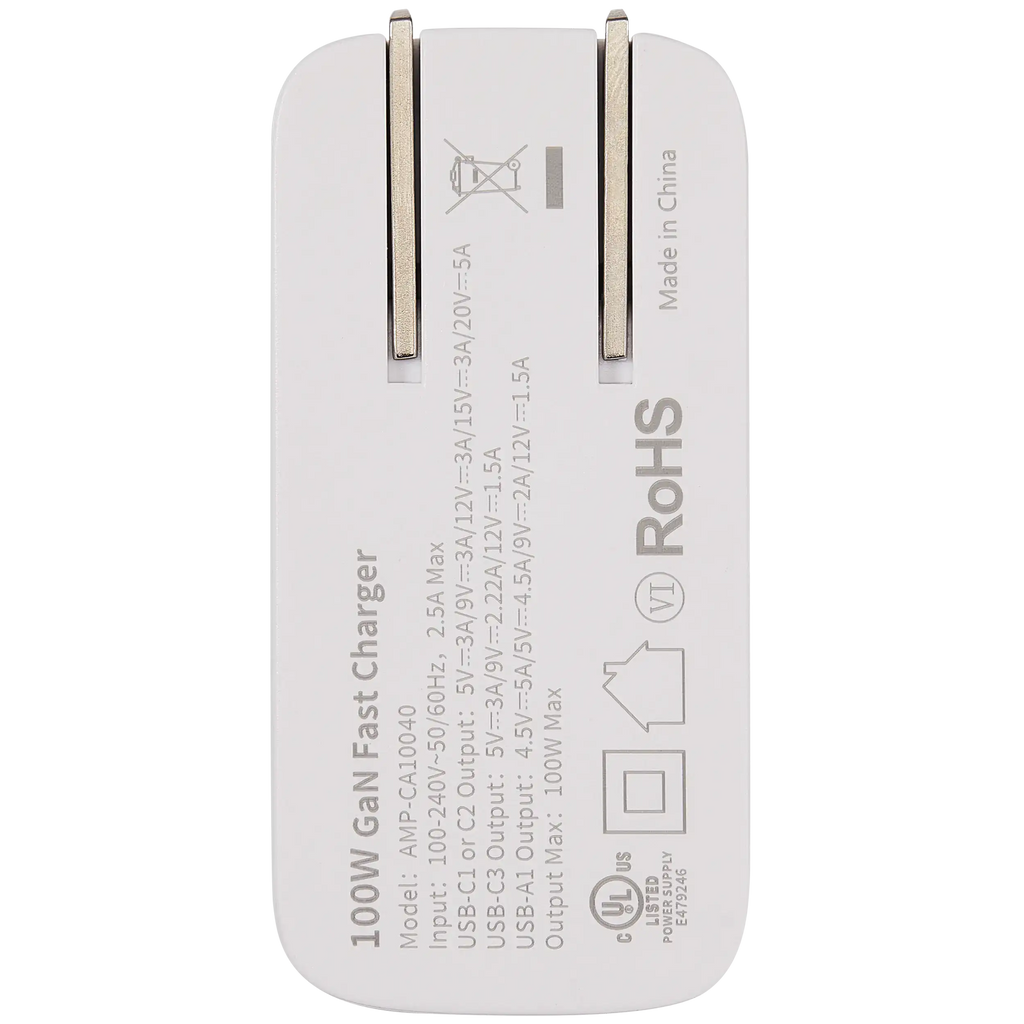 Ampsentrix Wandadapter 100W mit 4 USB-Steckplätzen (USB-C & USB-A)
