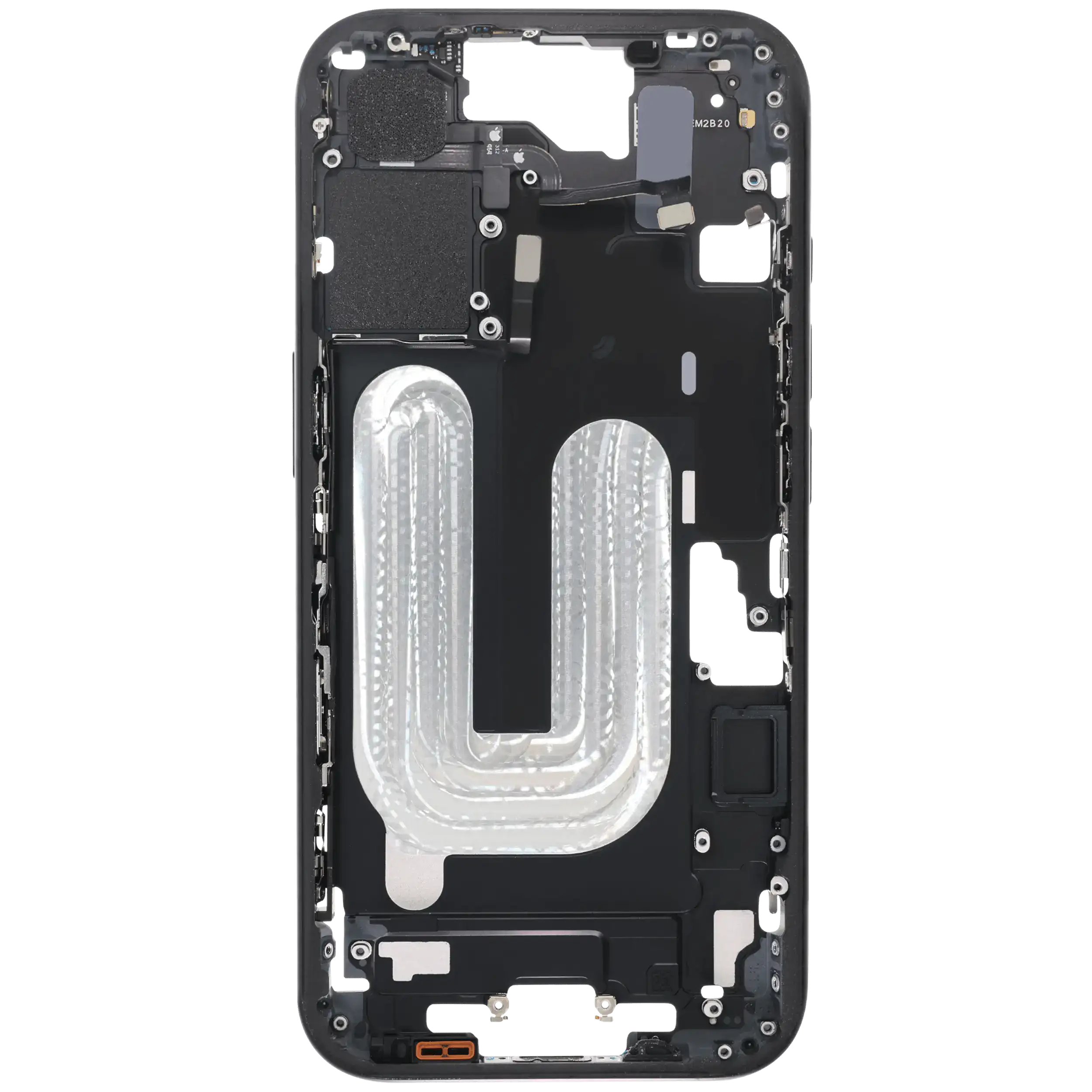 Midframe/Rahmen mit Small Parts für iPhone 16 (EU / Global Version) (gebrauchter OEM-Ausbau, Qualität B) (Schwarz)