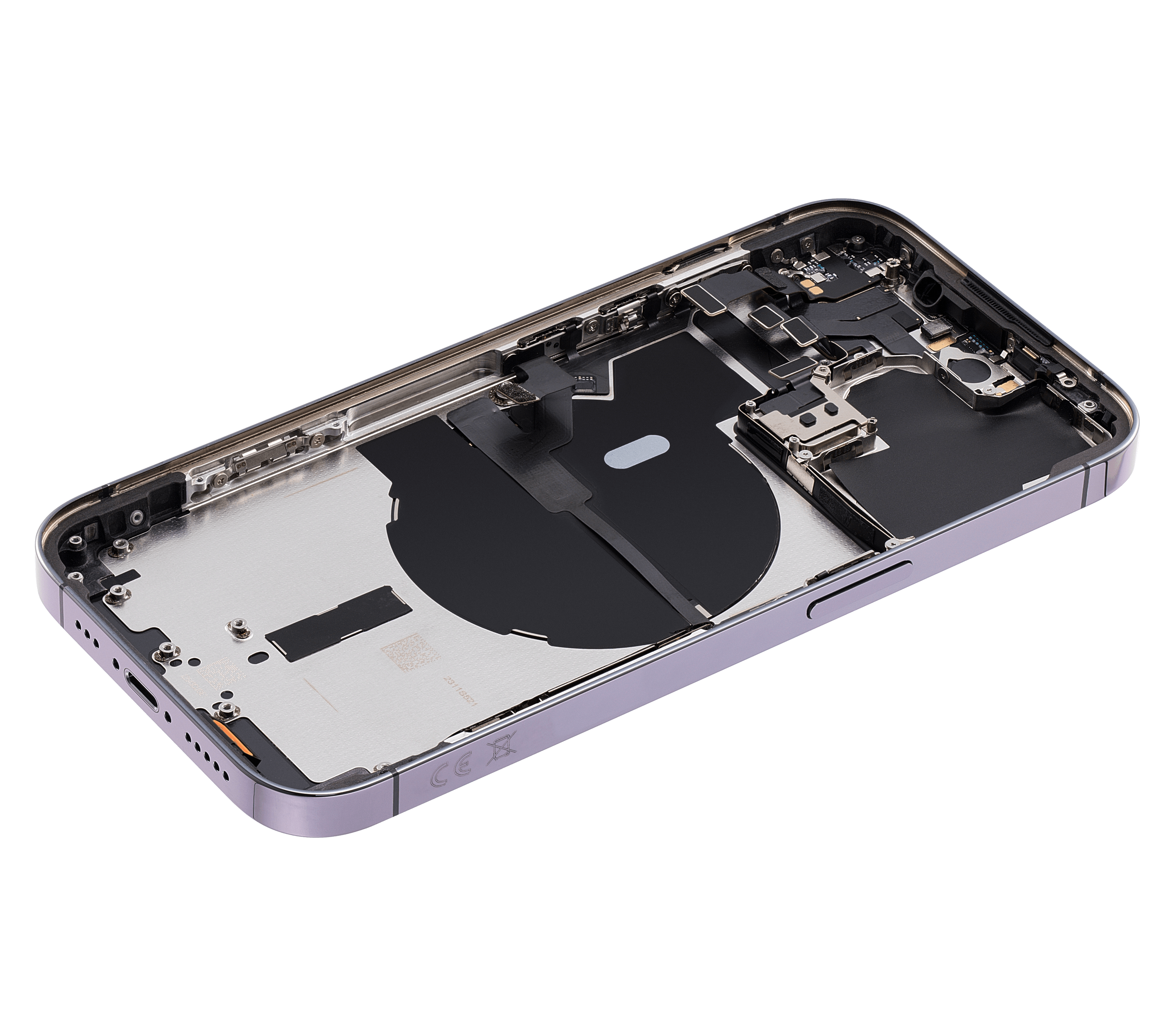 Backcover/Rahmen mit Small Parts für iPhone 14 Pro (EU / Global Version) (gebrauchter OEM-Ausbau, Qualität A) (Deep Purple)