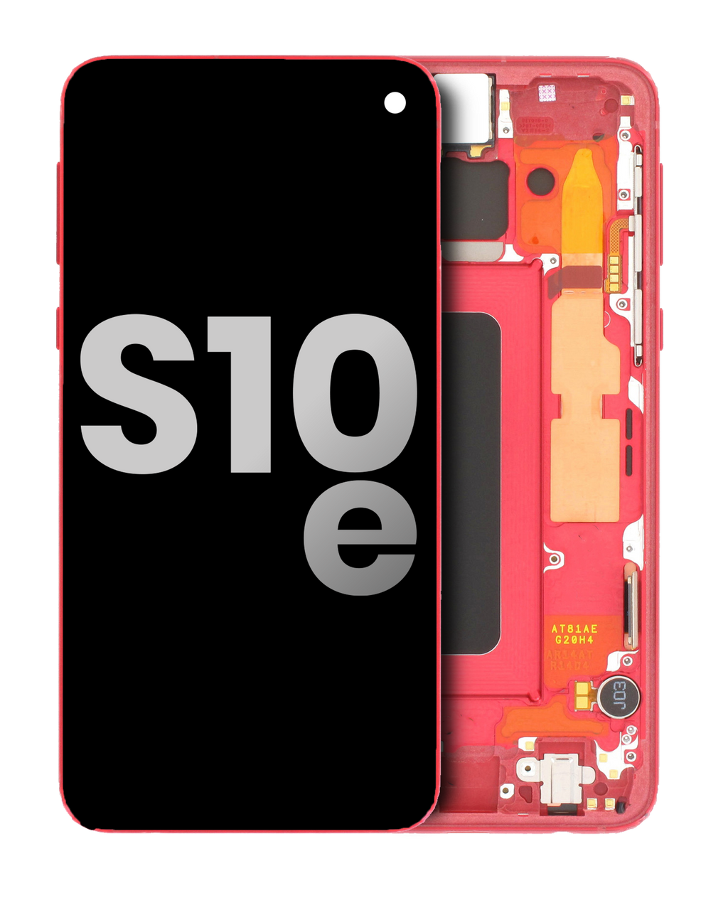 OLED-Display mit Rahmen für Samsung Galaxy S10e (gebrauchter OEM-Ausbau, Qualität B/C) (Cardinal Red)