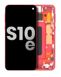 OLED-Display mit Rahmen für Samsung Galaxy S10e (gebrauchter OEM-Ausbau, Qualität B/C) (Cardinal Red)