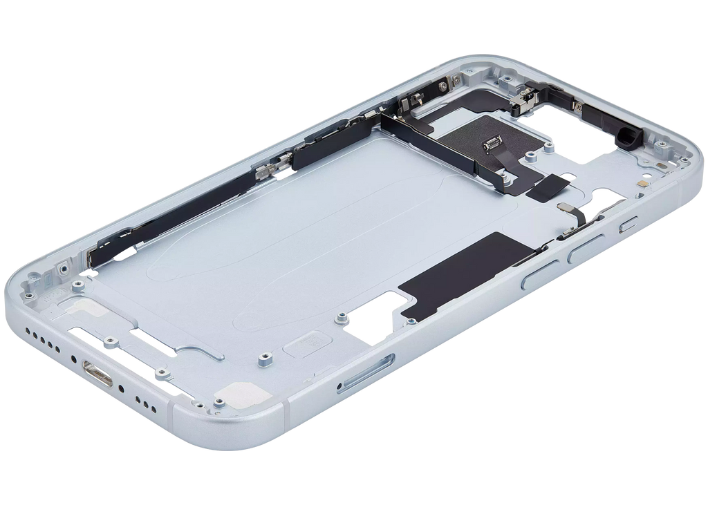 Midframe/Rahmen mit Small Parts für iPhone 15 (EU / Global Version) (gebrauchter OEM-Ausbau, Qualität A) (Blau)