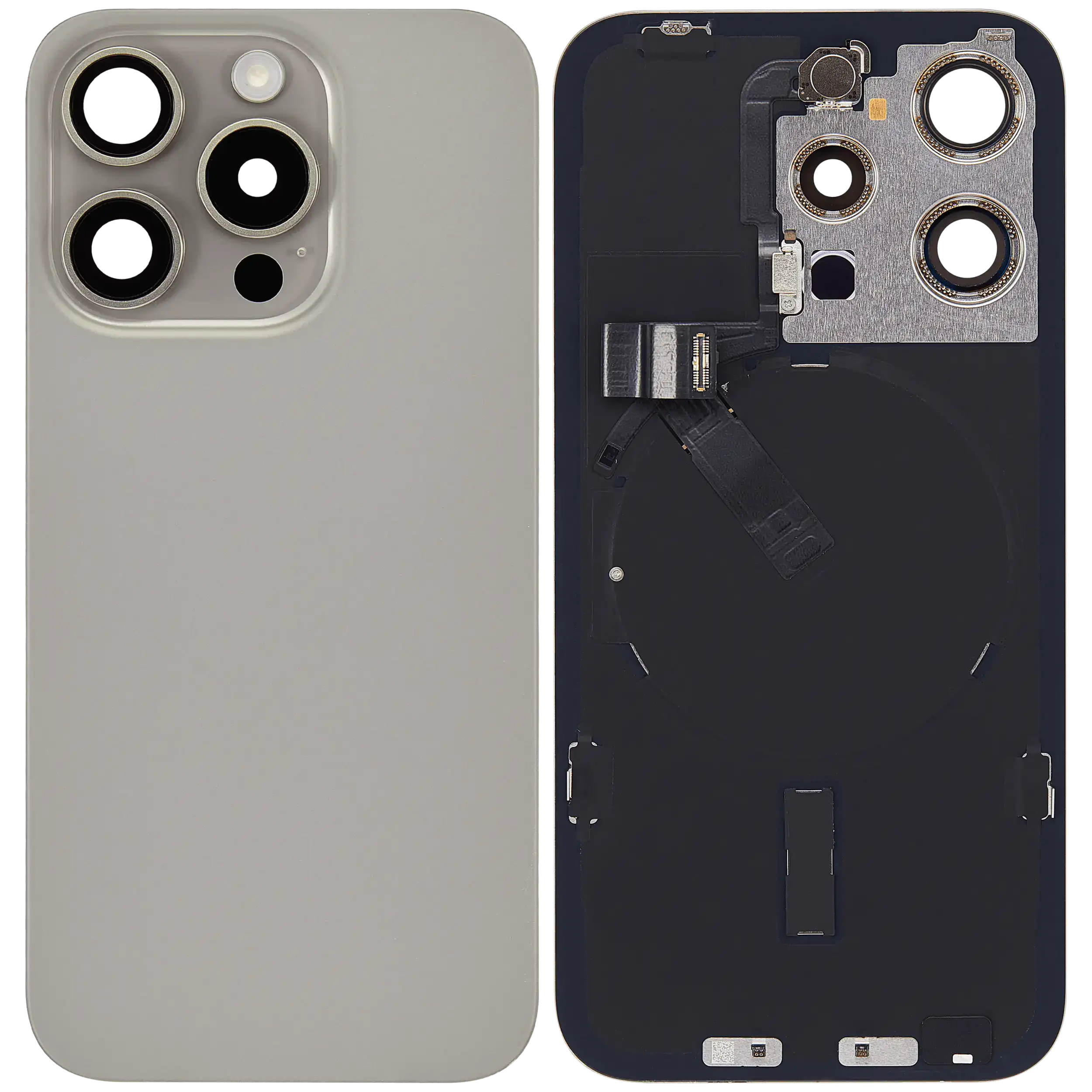 Backcover mit MagSafe Magnet & NFC & Blitz-Flexkabel für iPhone 15 Pro (gebrauchter OEM-Ausbau, Qualität B) (Natural Titanium)