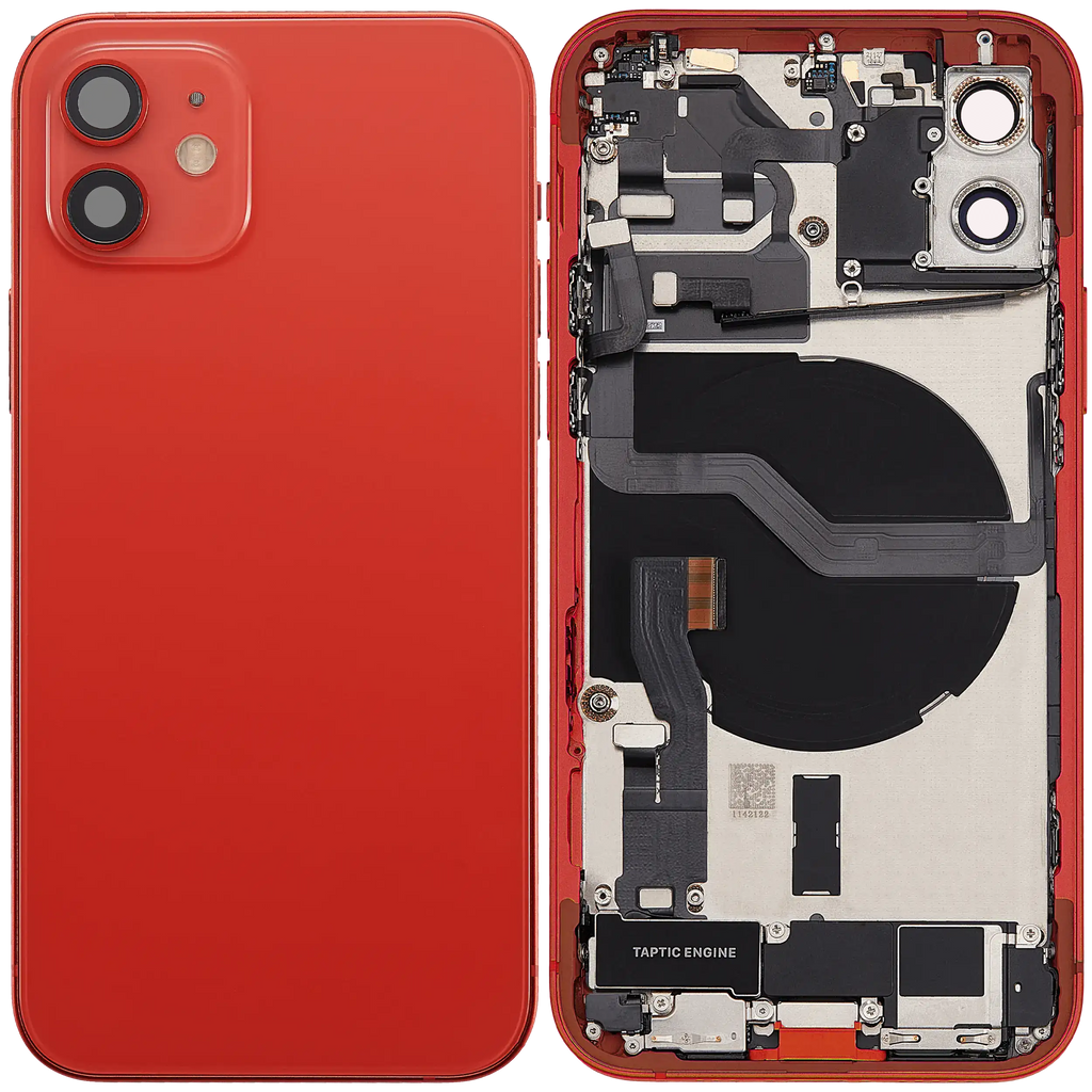 Backcover/Rahmen mit Ladebuchse Flex & Small Parts für iPhone 12 (EU / Global Version) (gebrauchter OEM-Ausbau, Qualität B) (Rot)