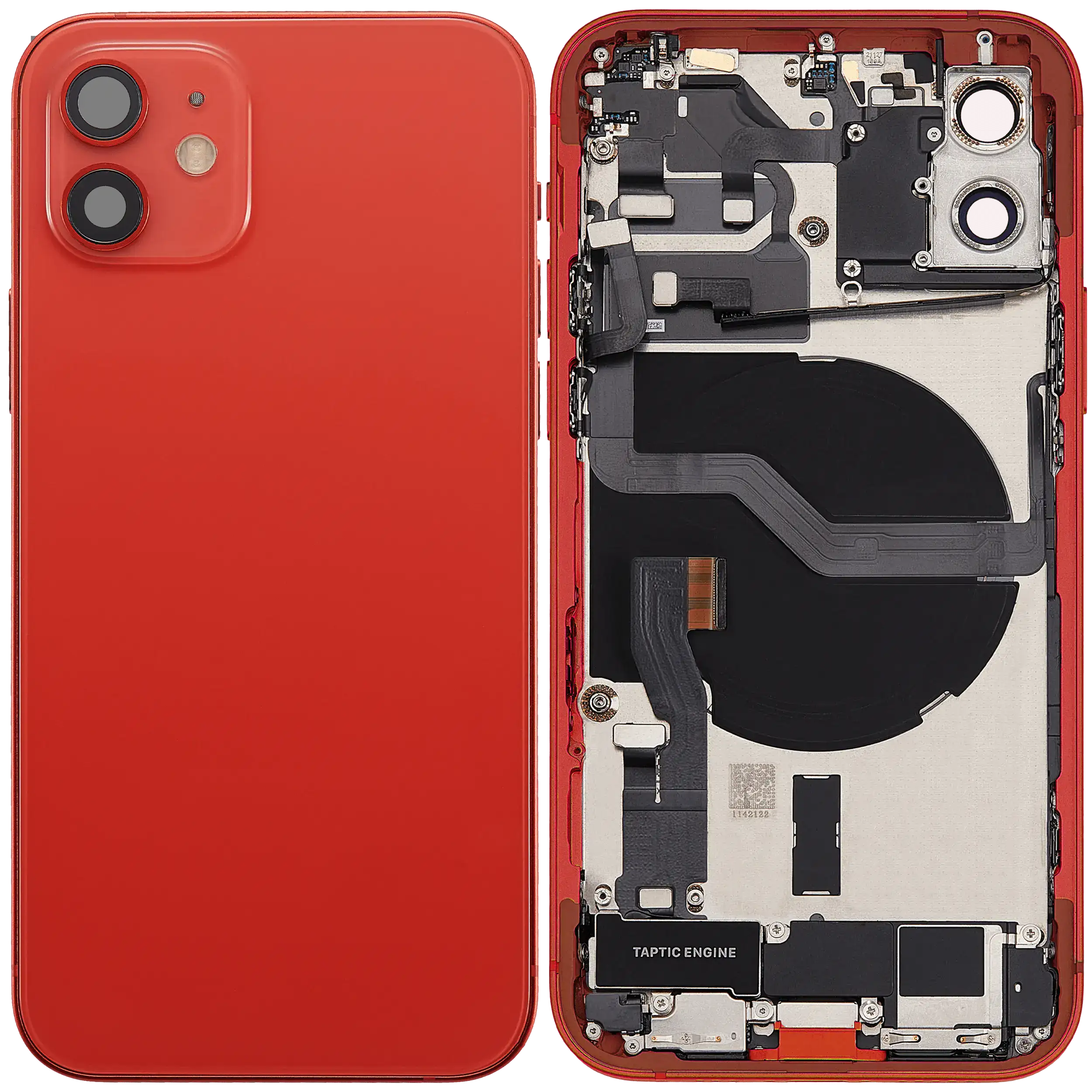 Backcover/Rahmen mit Ladebuchse Flex & Small Parts für iPhone 12 (EU / Global Version) (gebrauchter OEM-Ausbau, Qualität B) (Rot)