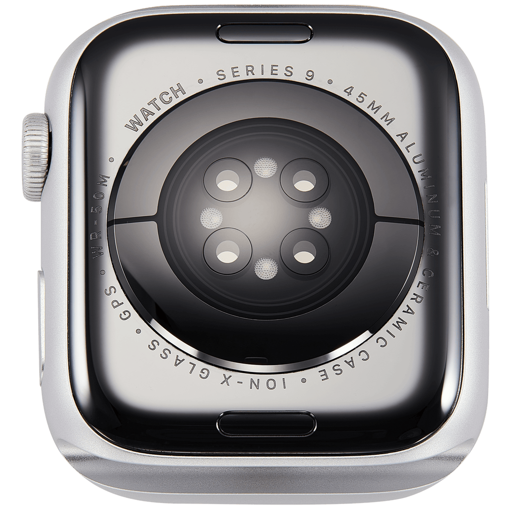 Backcover/Rahmen Compatible für Watch Series 9 (45MM) (gebrauchter OEM-Ausbau, Qualität A) (GPS Version) (Aluminum / Silver)