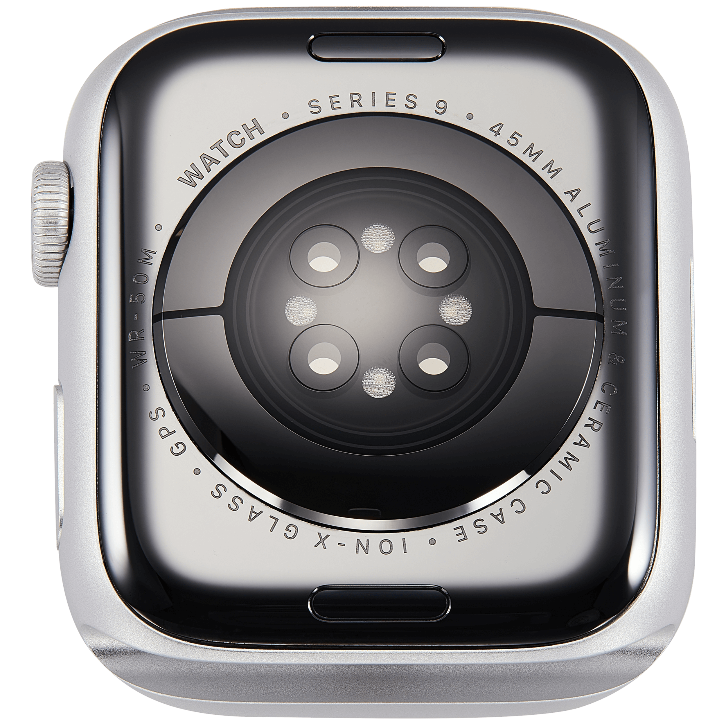 Backcover/Rahmen Compatible für Watch Series 9 (45MM) (gebrauchter OEM-Ausbau, Qualität A) (GPS Version) (Aluminum / Silver)