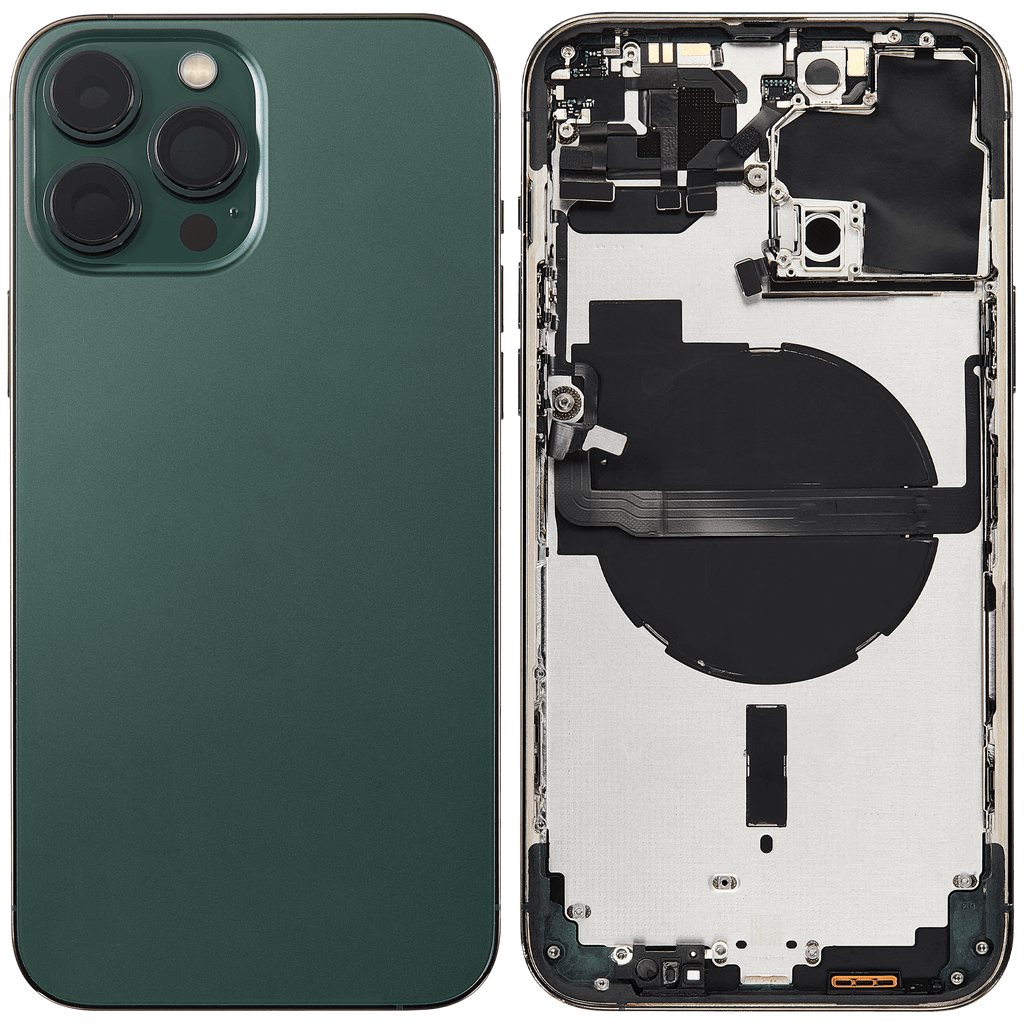 Backcover/Rahmen mit Small Parts für iPhone 13 Pro Max (EU / Global Version) (gebrauchter OEM-Ausbau, Qualität B) (Alpine Grün)
