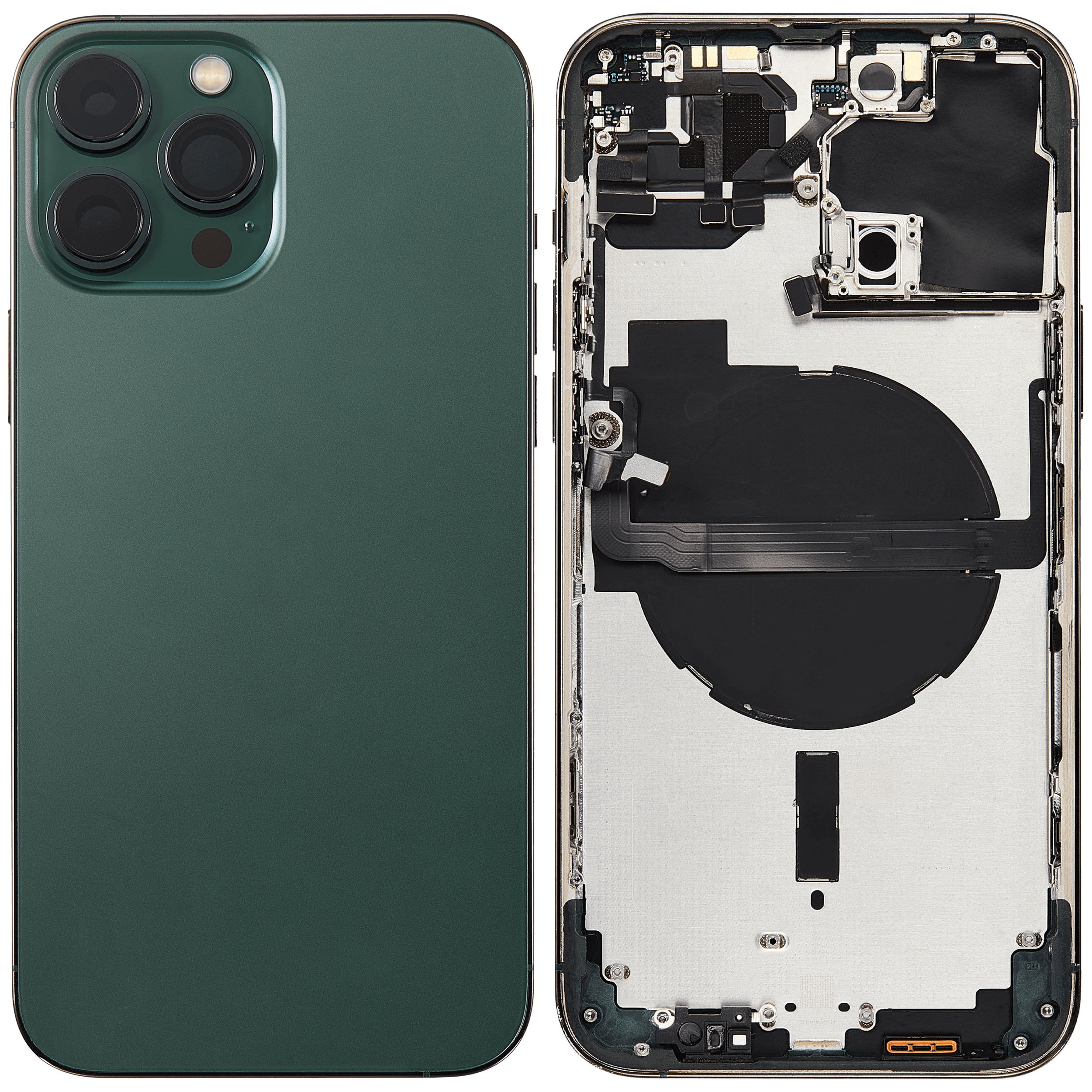 Backcover/Rahmen mit Small Parts für iPhone 13 Pro Max (EU / Global Version) (gebrauchter OEM-Ausbau, Qualität B) (Alpine Grün)