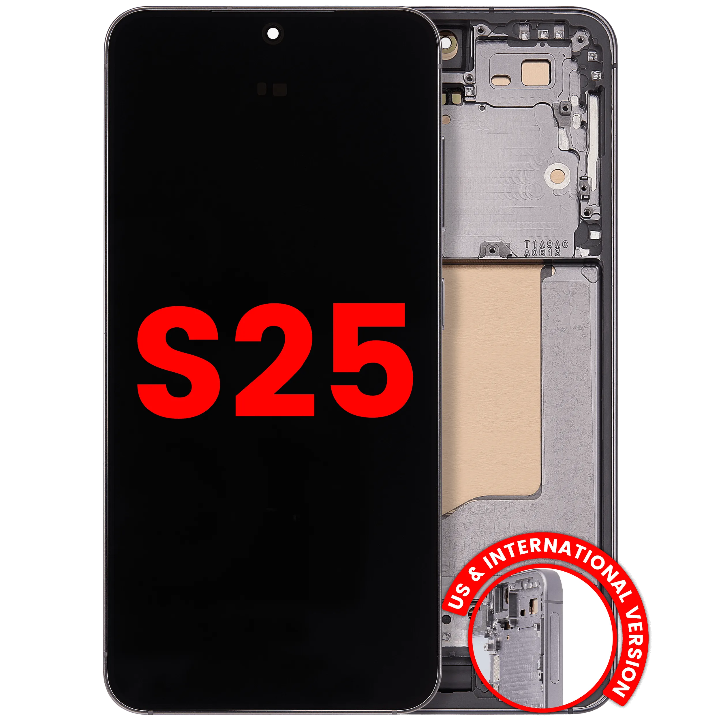 OLED-Display mit Rahmen für Samsung Galaxy S25 5G (US & International) (Aftermarket Plus) (Silver Shadow)