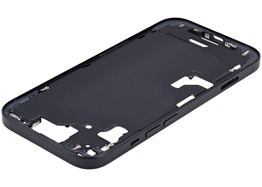 Midframe/Rahmen mit Small Parts für iPhone 15 (EU / Global Version) (Gebrauchter Ausbau/Pull, Qualität B) (Schwarz)