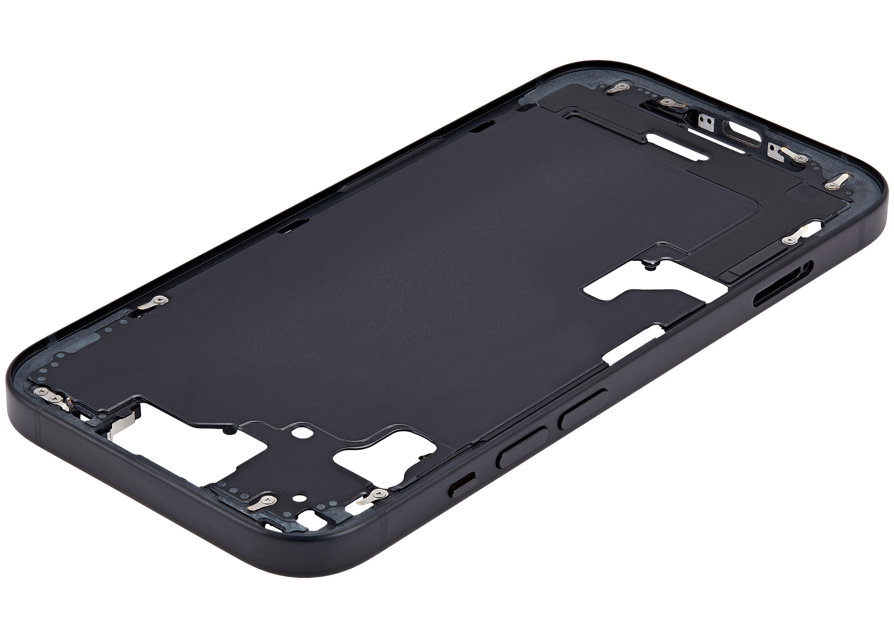 Midframe/Rahmen mit Small Parts für iPhone 15 (EU / Global Version) (Gebrauchter Ausbau/Pull, Qualität B) (Schwarz)