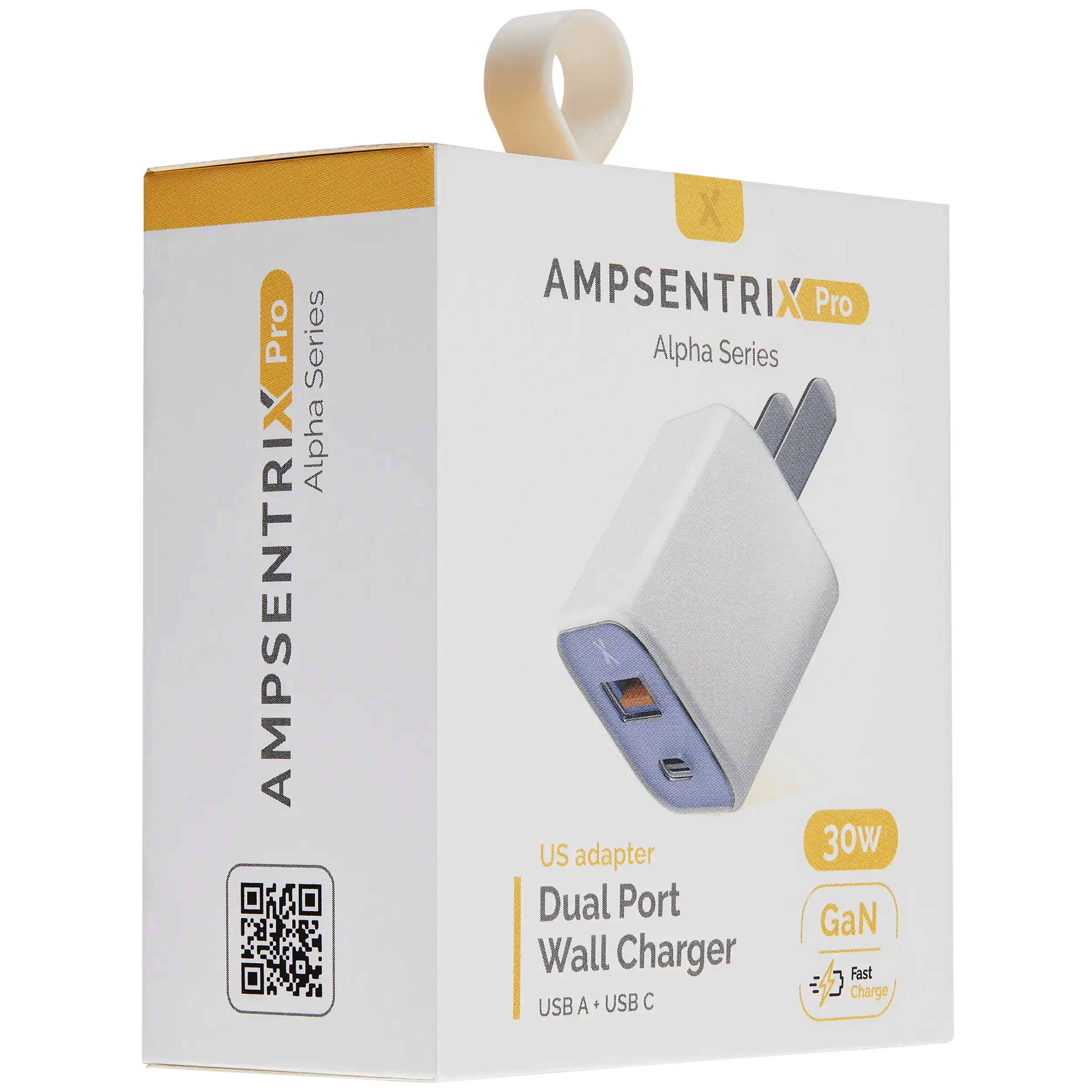 AmpSentrix Pro 30W 2-in-1 USB-C / USB-A GaN Wall Adapter (Ultramarine)