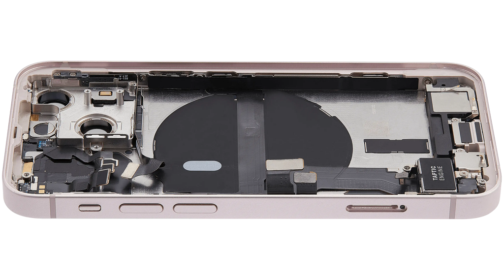 Backcover/Rahmen mit Ladebuchse Flex & Small Parts für iPhone 13 Mini (EU / Global Version) (gebrauchter OEM-Ausbau, Qualität B) (Pink)
