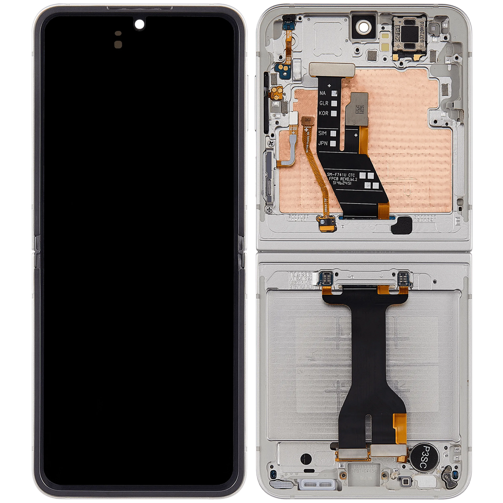 Inner OLED-Display mit Rahmen Compatible für Samsung Galaxy Z Flip 7 FE 5G (F761) (US & International) (Refurbished) (Silver Shadow)