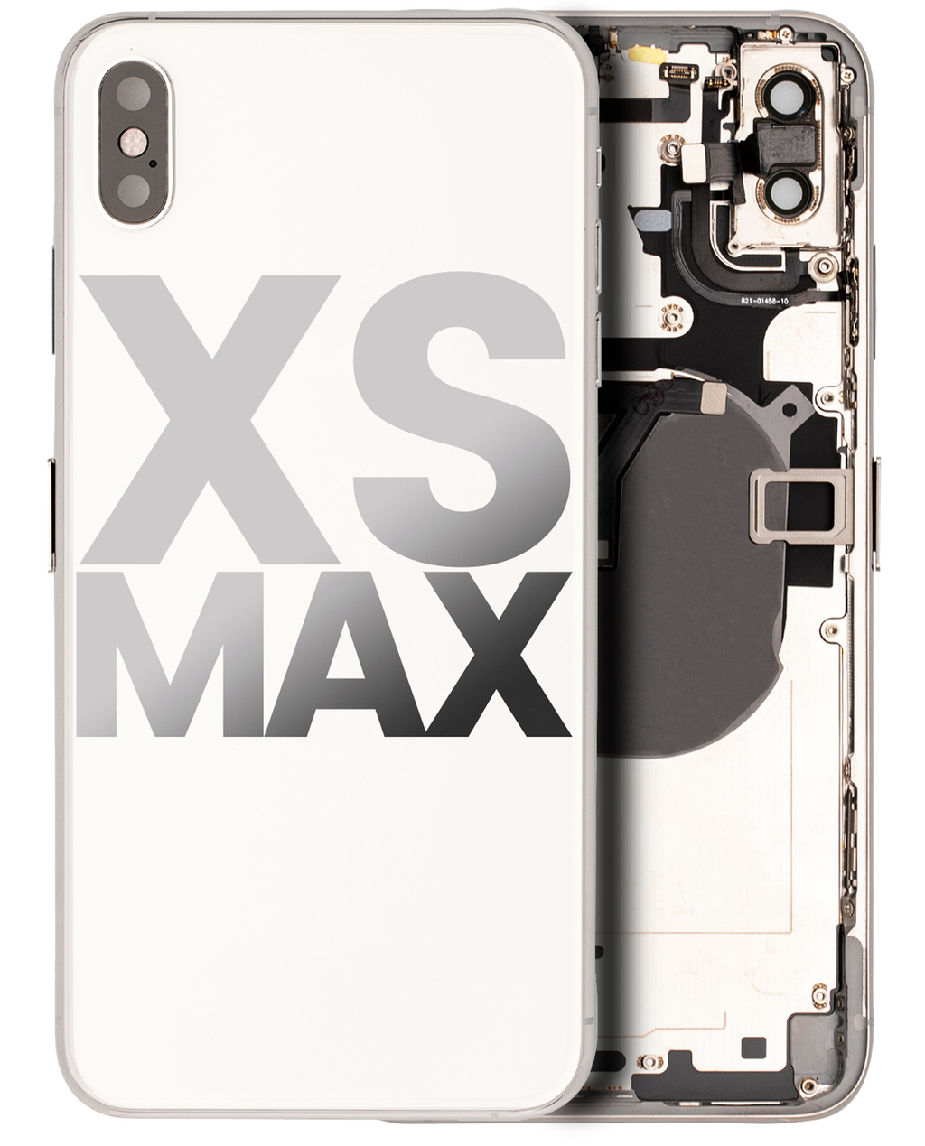 Backcover/Rahmen mit Small Components Pre-Installed für iPhone XS Max (gebrauchter OEM-Ausbau, Qualität A) (Silber)