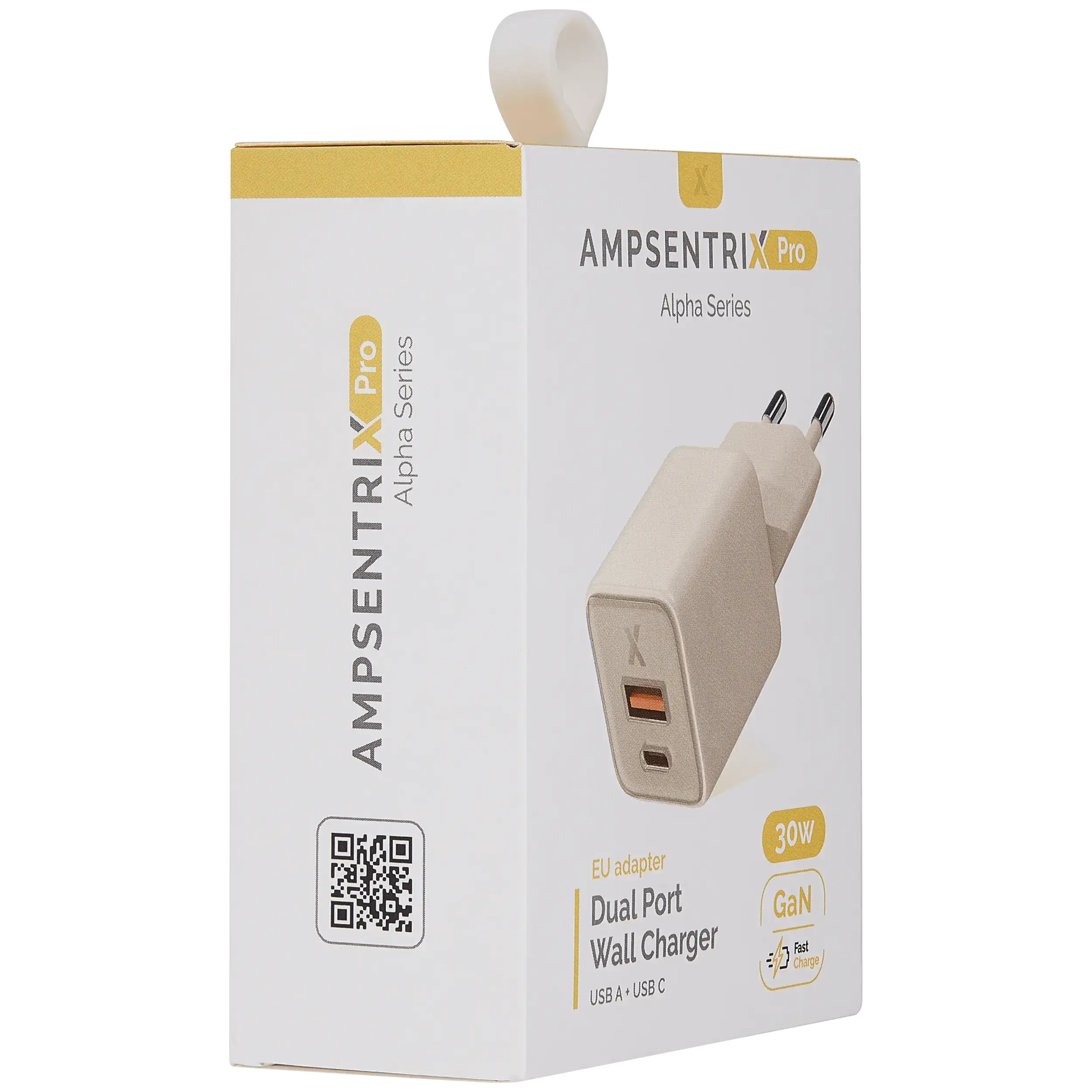 AmpSentrix Pro 30W 2-in-1 USB-C / USB-A GaN Wall Adapter (220V / EU Plug) (Desert Titanium)