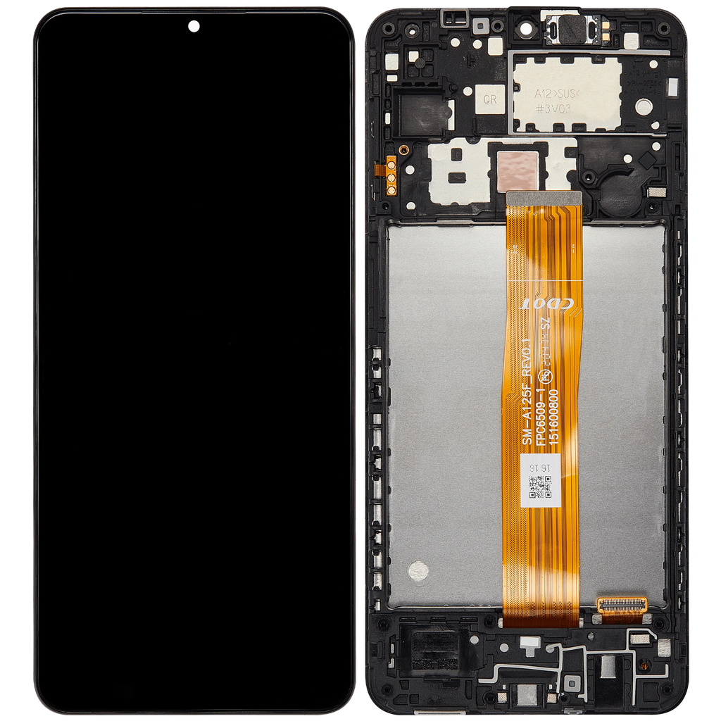 LCD-Display mit Rahmen für Samsung Galaxy A12 (A125 / 2020) (Aftermarket Plus) (Alle Farben)