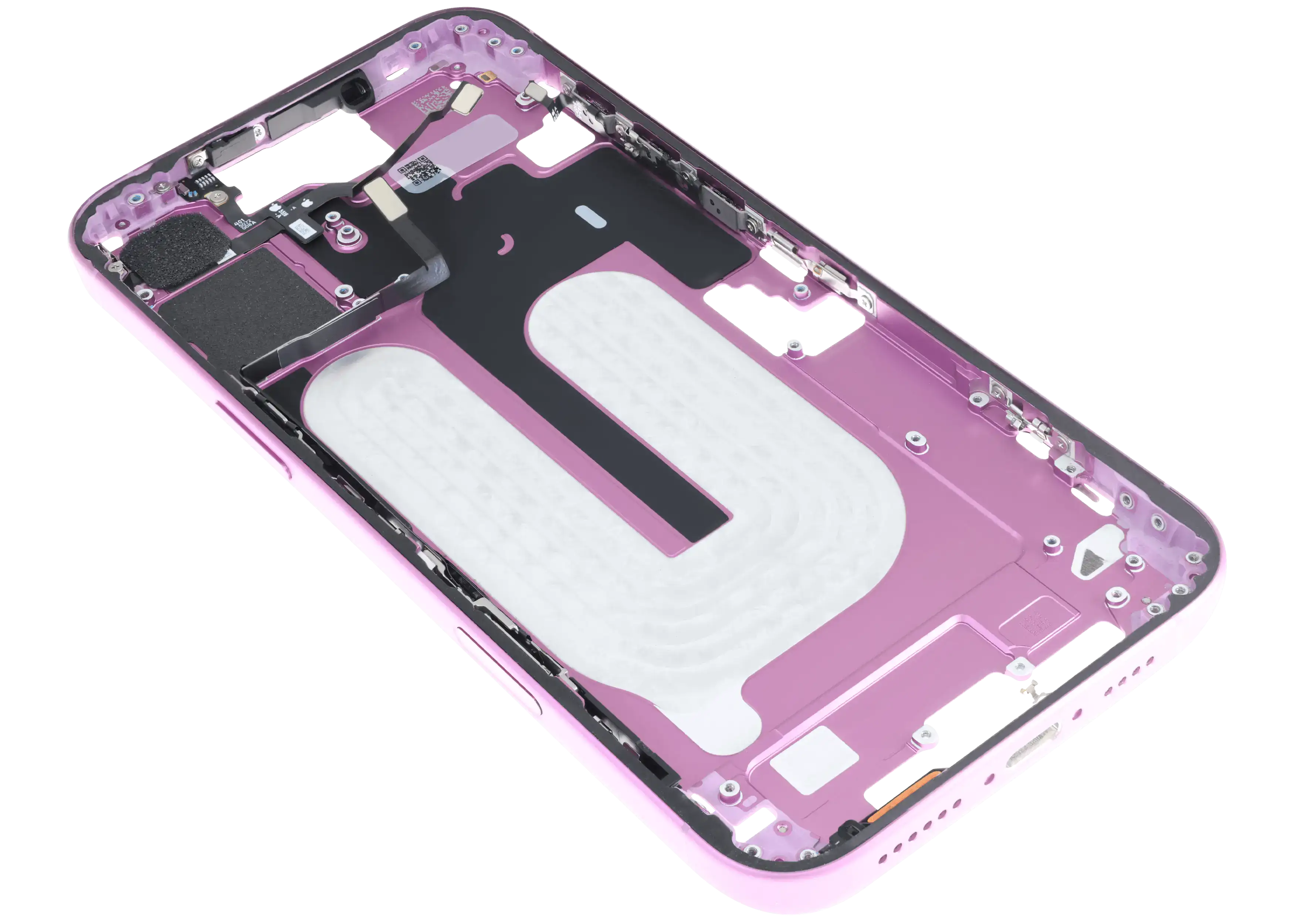 Midframe/Rahmen mit Small Parts für iPhone 16 Plus (US-Version) (gebrauchter OEM-Ausbau, Qualität C) (Pink)